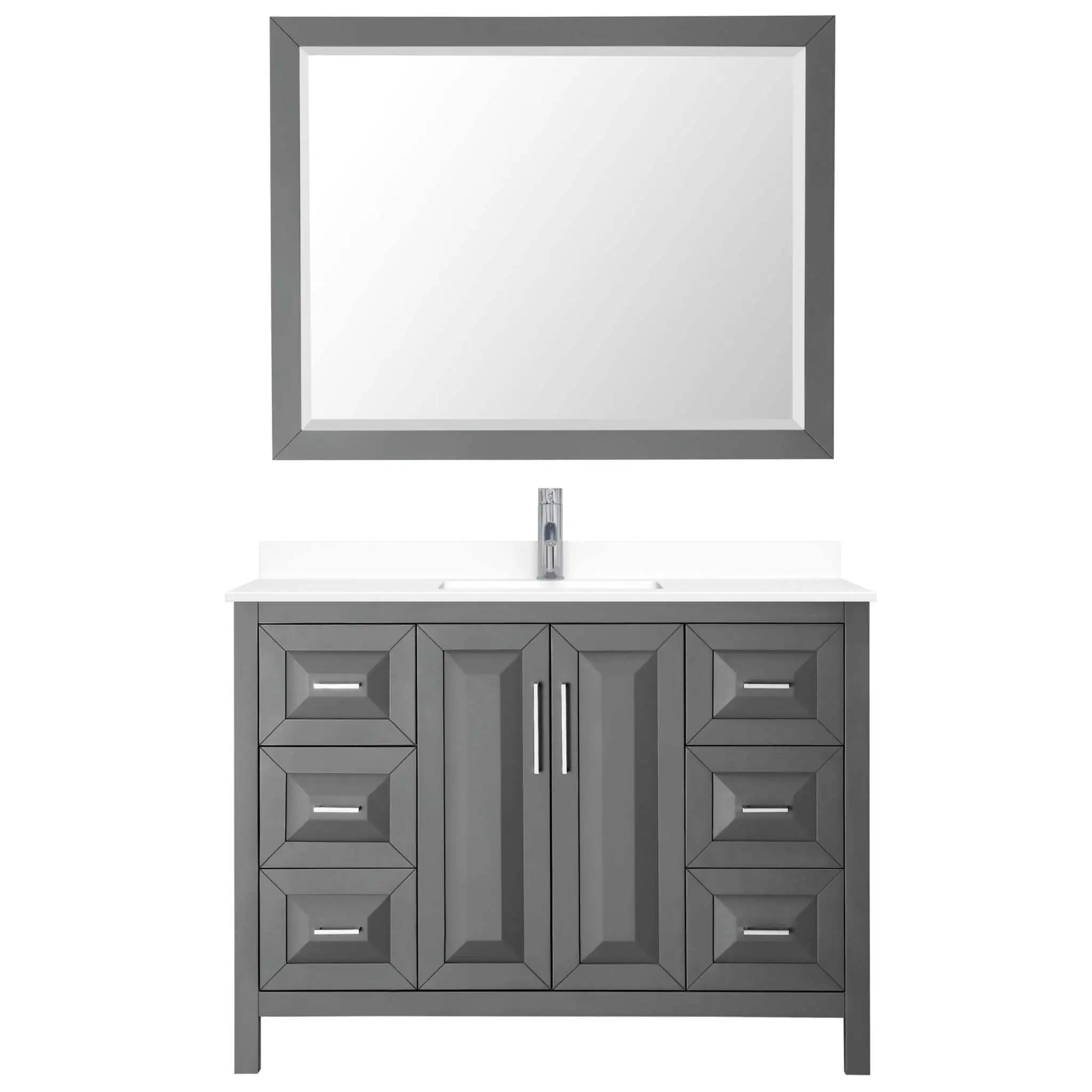48" Daria Single Bathroom Vanity in Dark Gray with Polished Chrome Trim & 46" Mirror by Wyndham