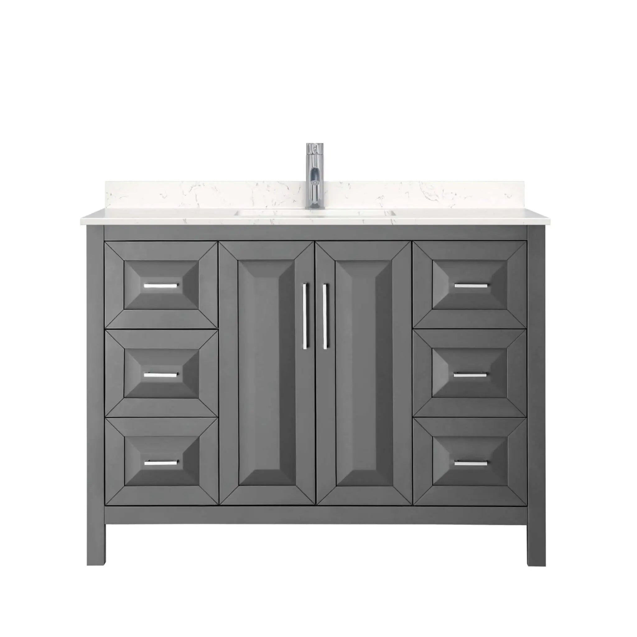 48" Daria Single Bathroom Vanity in Dark Gray with Polished Chrome Trim by Wyndham