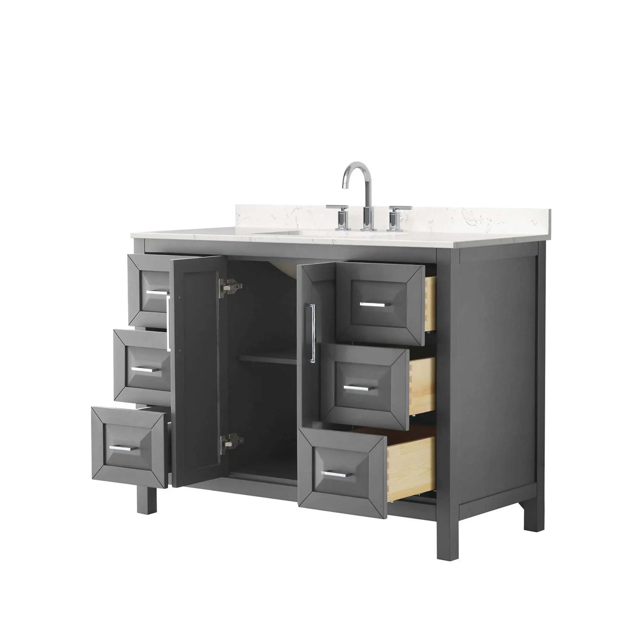 48" Daria Single Bathroom Vanity in Dark Gray with Polished Chrome Trim by Wyndham