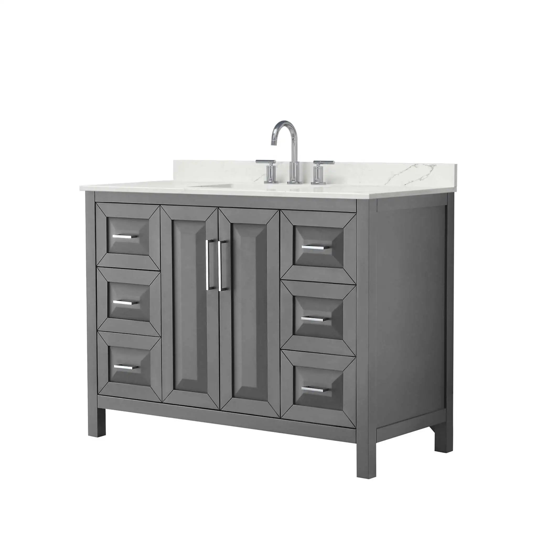 48" Daria Single Bathroom Vanity in Dark Gray with Polished Chrome Trim by Wyndham