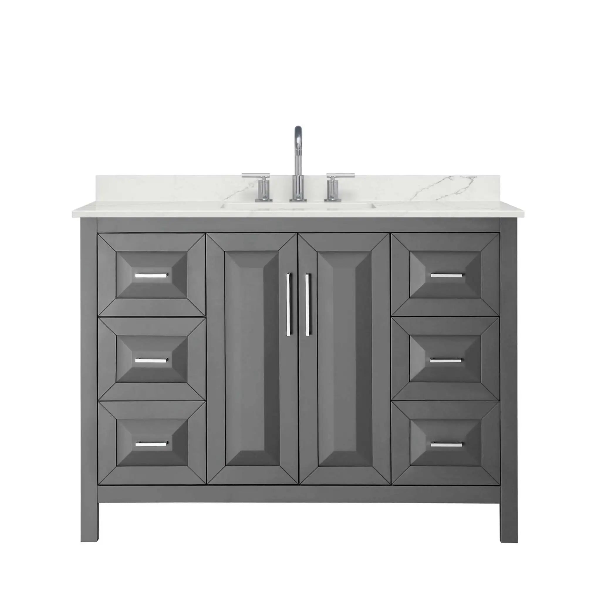 48" Daria Single Bathroom Vanity in Dark Gray with Polished Chrome Trim by Wyndham