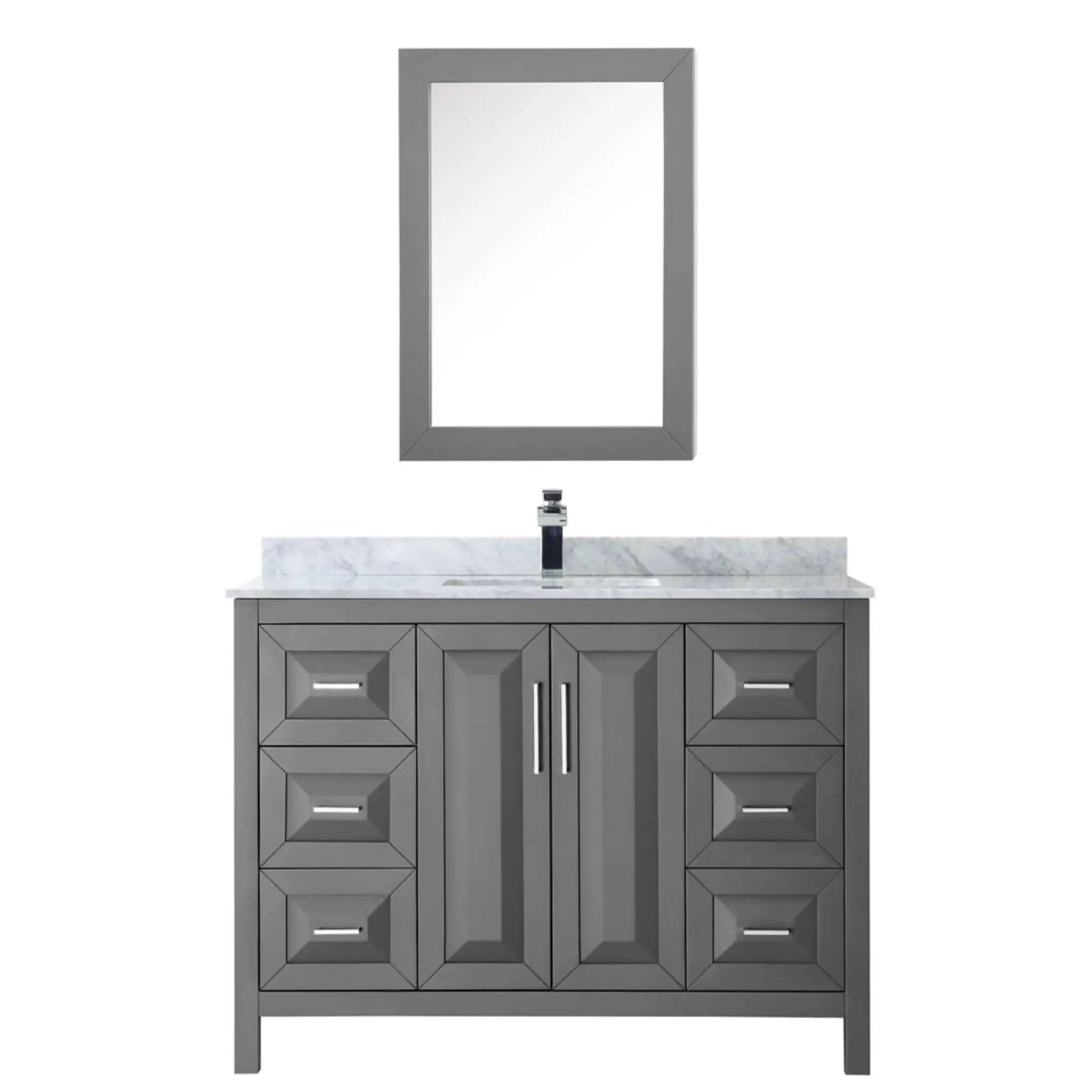 48" Daria Single Bathroom Vanity in Dark Gray with Polished Chrome Trim & Medicine Cabinet by Wyndham