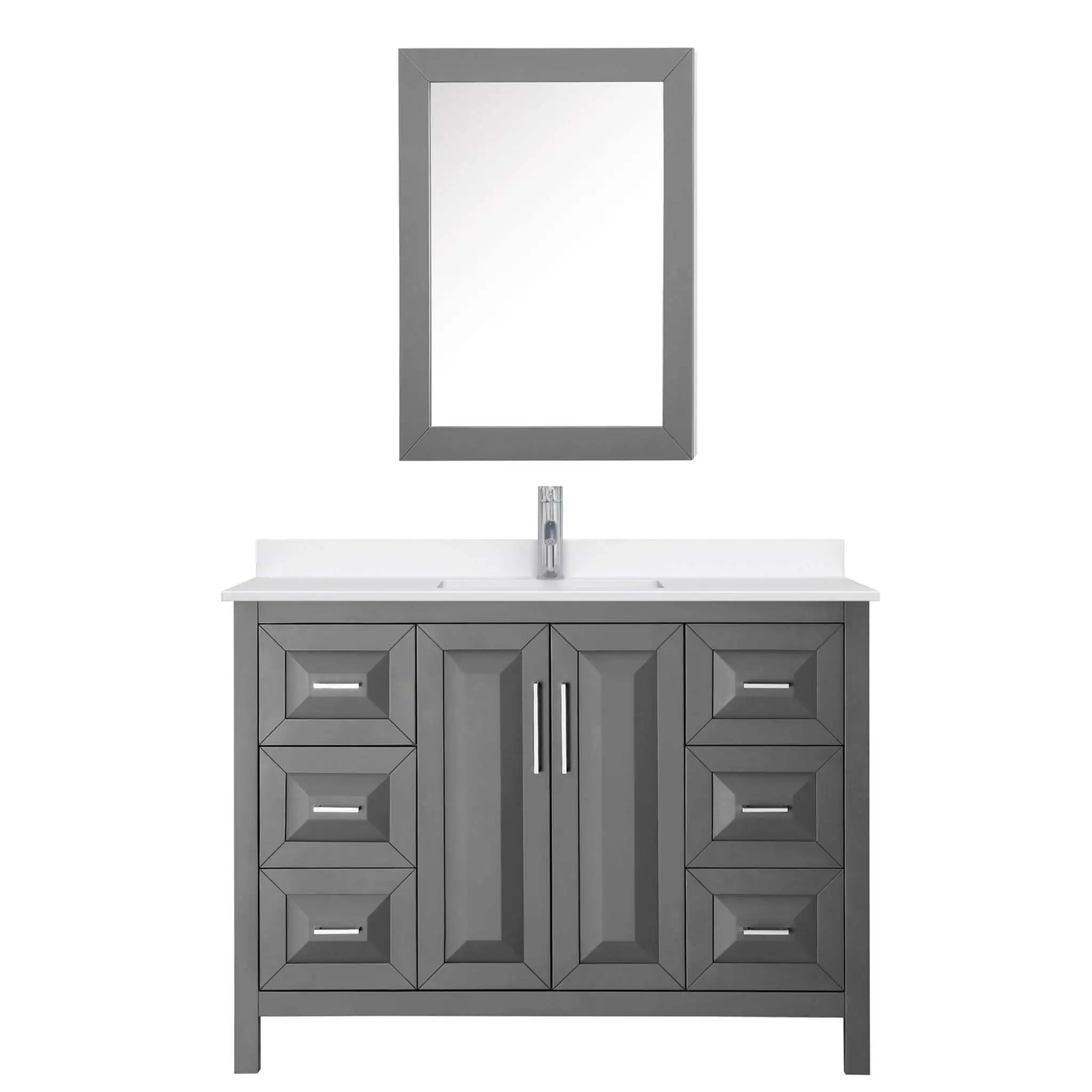 48" Daria Single Bathroom Vanity in Dark Gray with Polished Chrome Trim & Medicine Cabinet by Wyndham