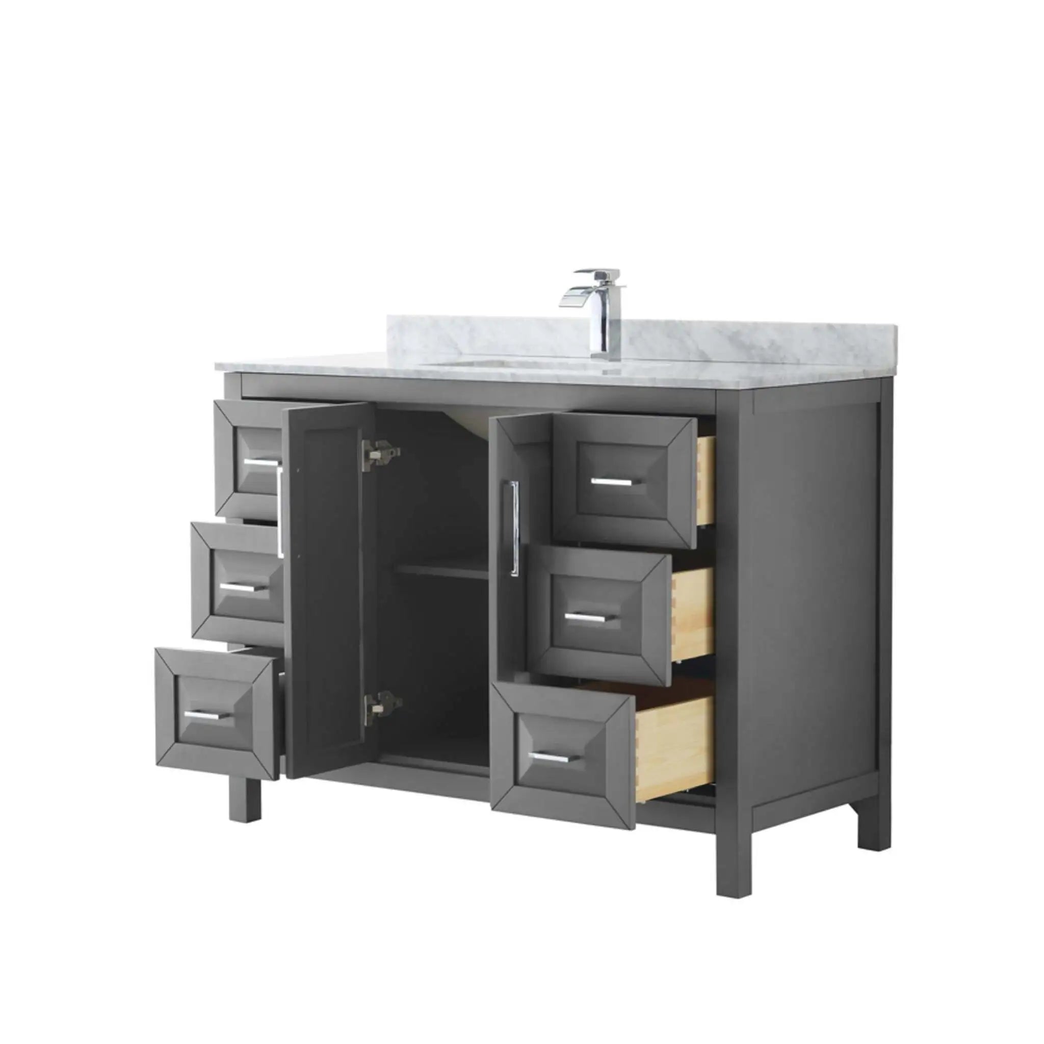 48" Daria Single Bathroom Vanity in Dark Gray with Polished Chrome Trim by Wyndham
