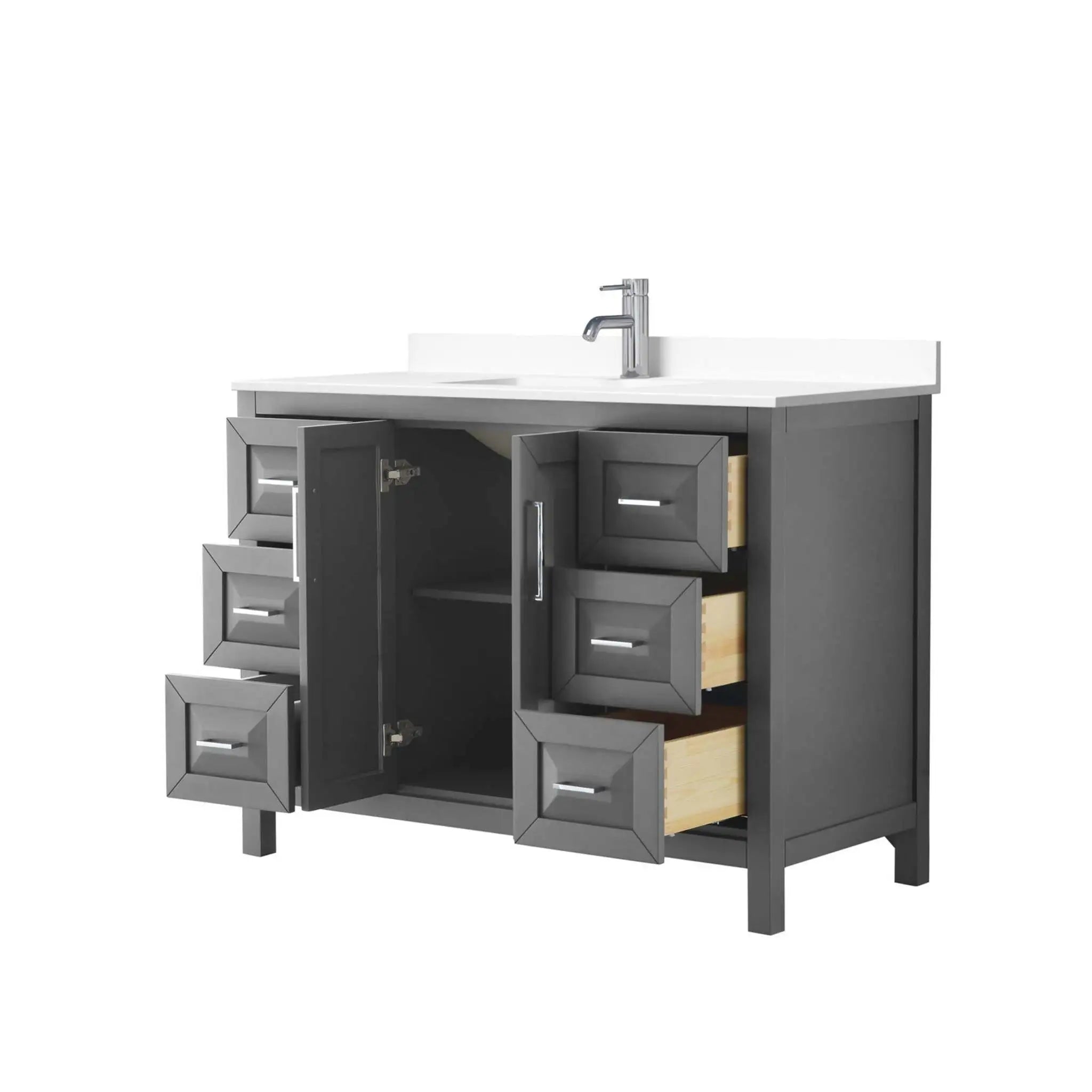 48" Daria Single Bathroom Vanity in Dark Gray with Polished Chrome Trim by Wyndham