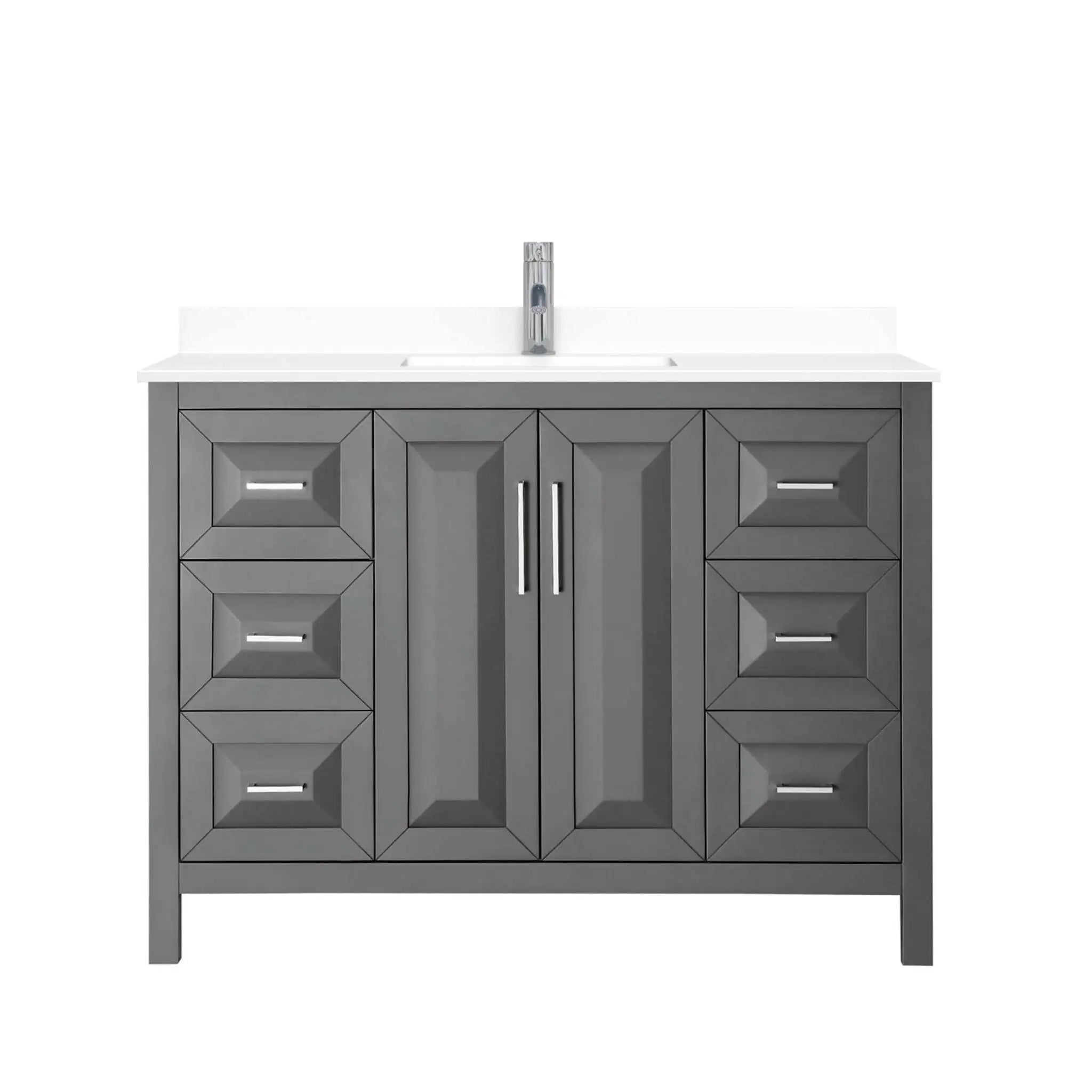48" Daria Single Bathroom Vanity in Dark Gray with Polished Chrome Trim by Wyndham