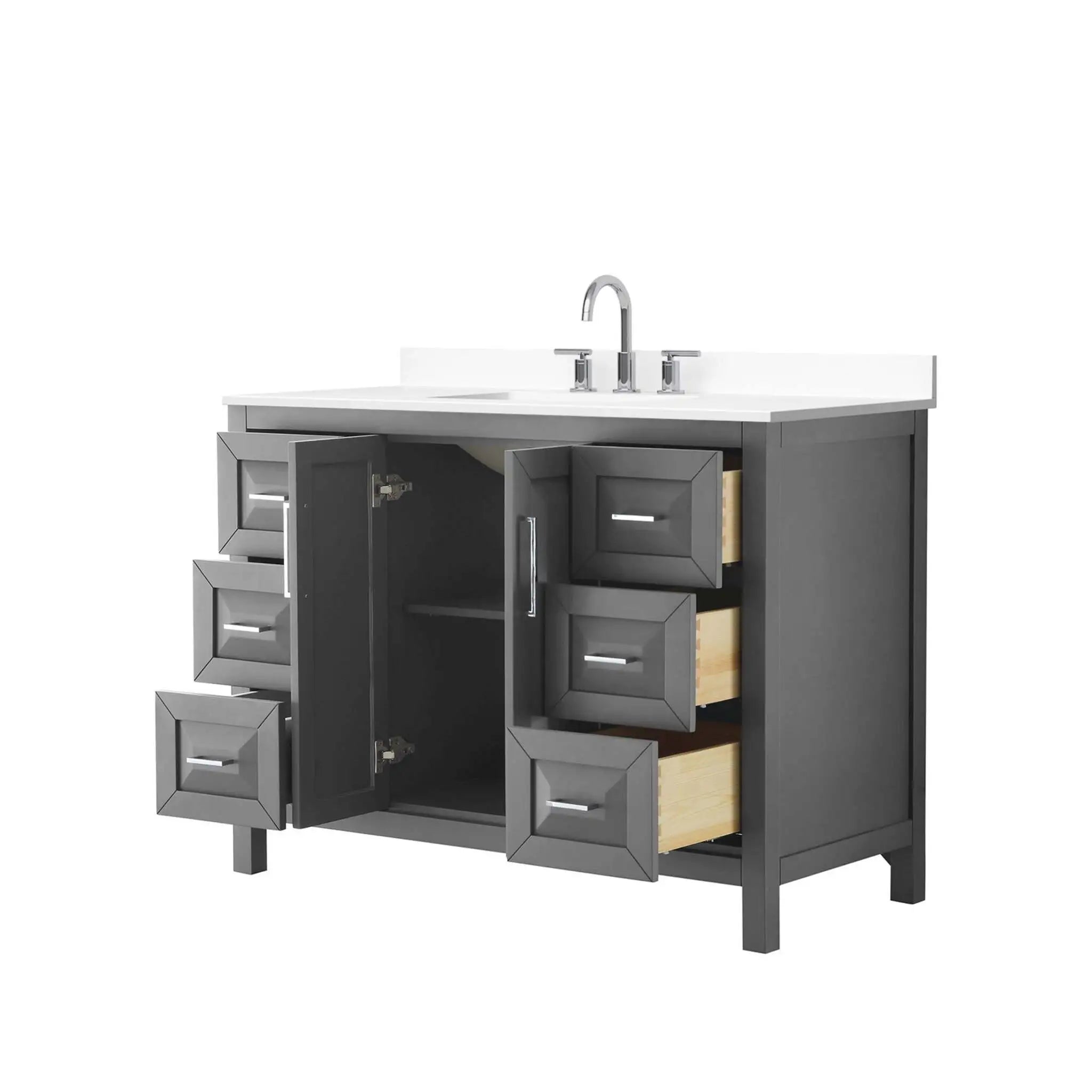 48" Daria Single Bathroom Vanity in Dark Gray with Polished Chrome Trim by Wyndham