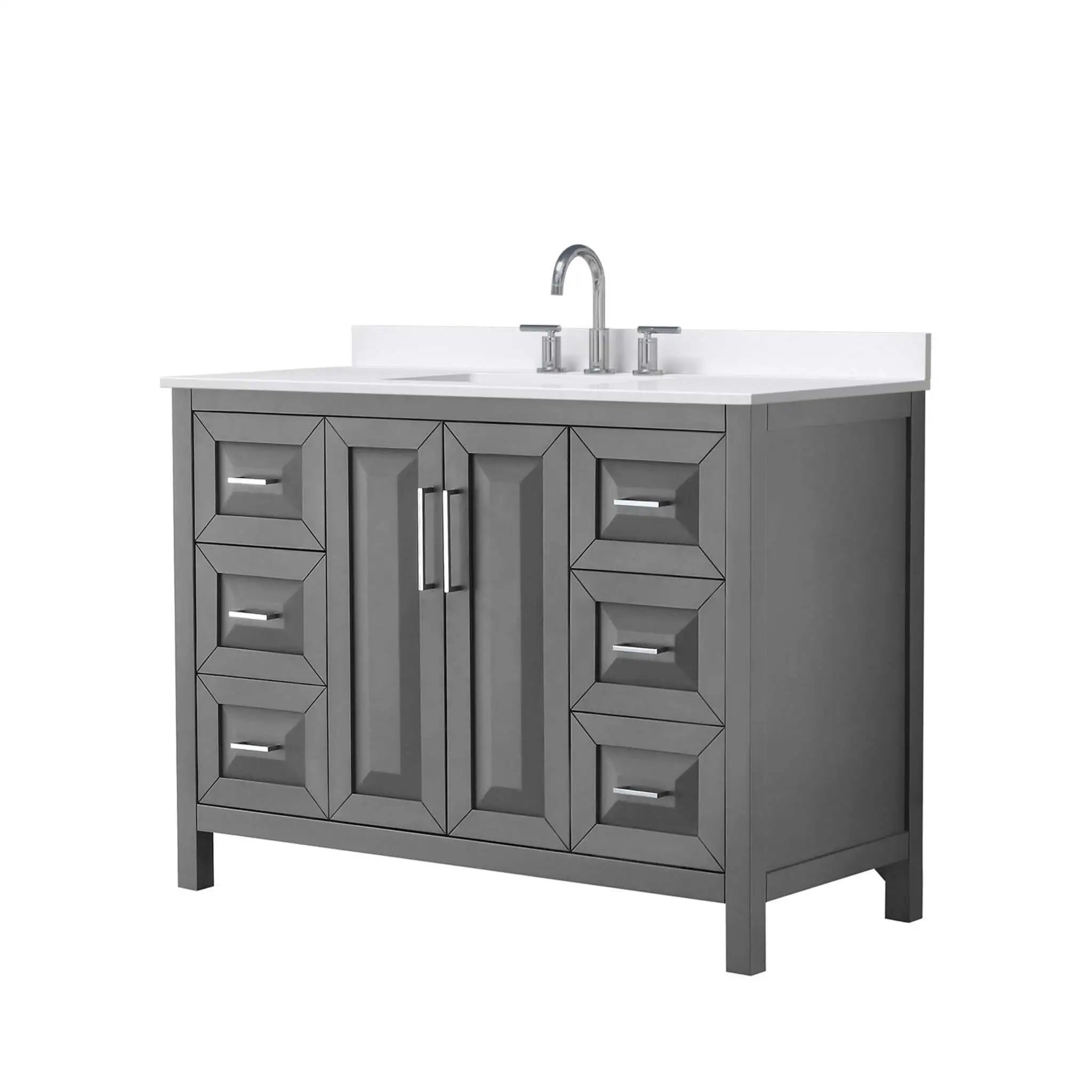 48" Daria Single Bathroom Vanity in Dark Gray with Polished Chrome Trim by Wyndham