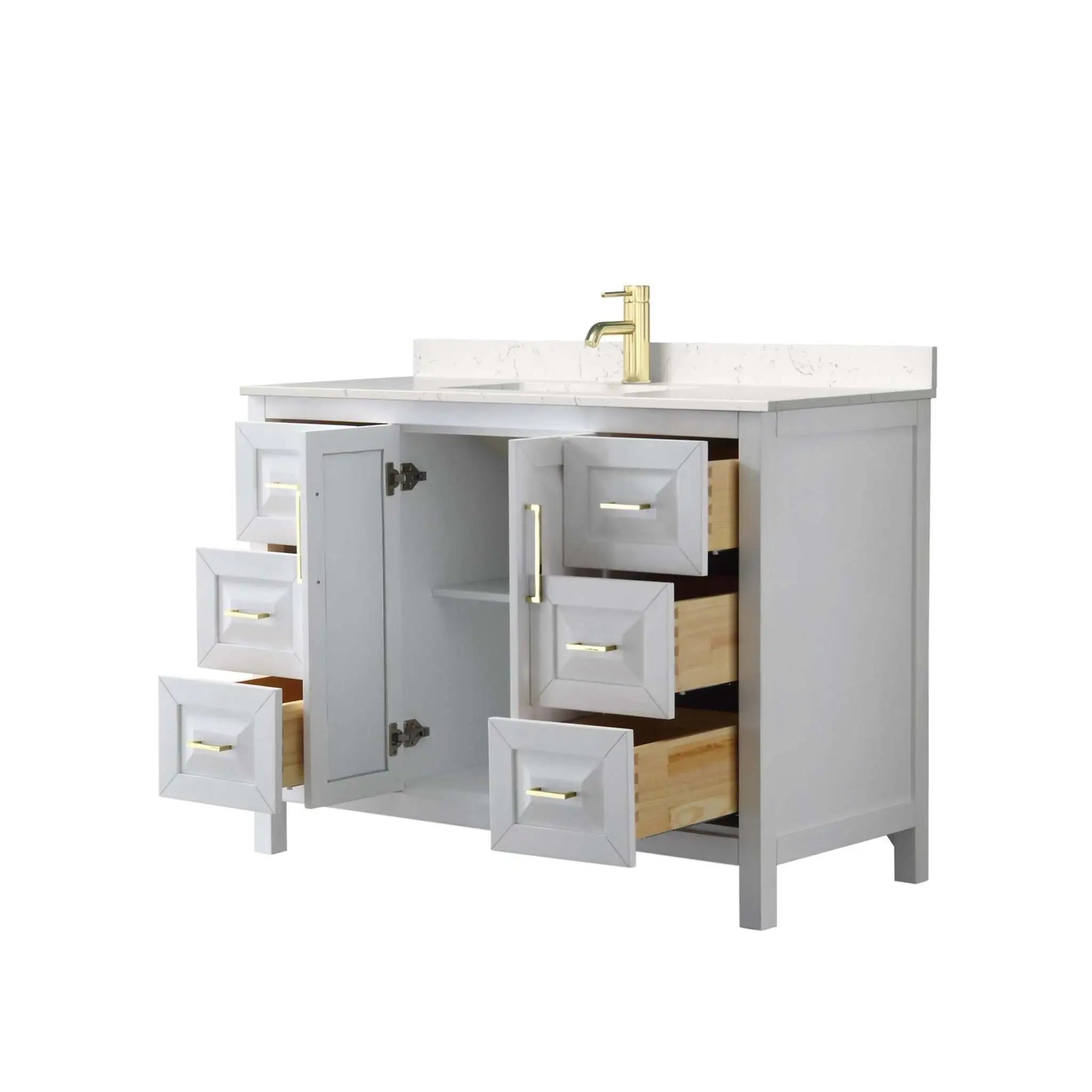 48" Daria Single Bathroom Vanity in White with Brushed Gold Trim by Wyndham