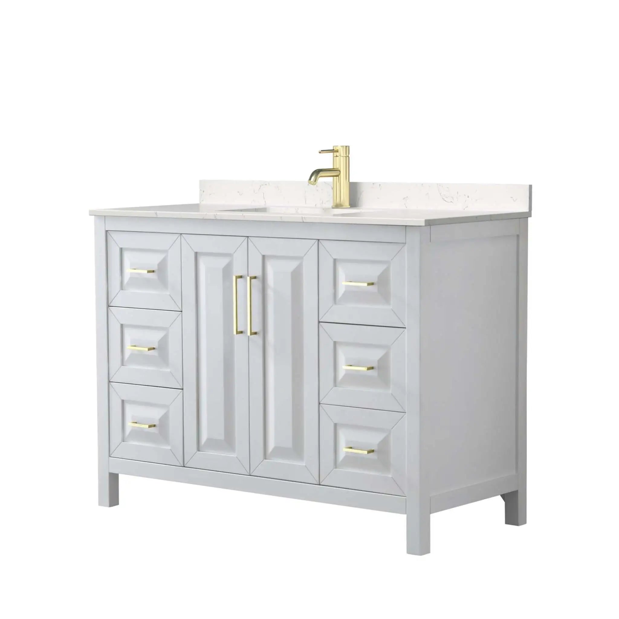 48" Daria Single Bathroom Vanity in White with Brushed Gold Trim by Wyndham