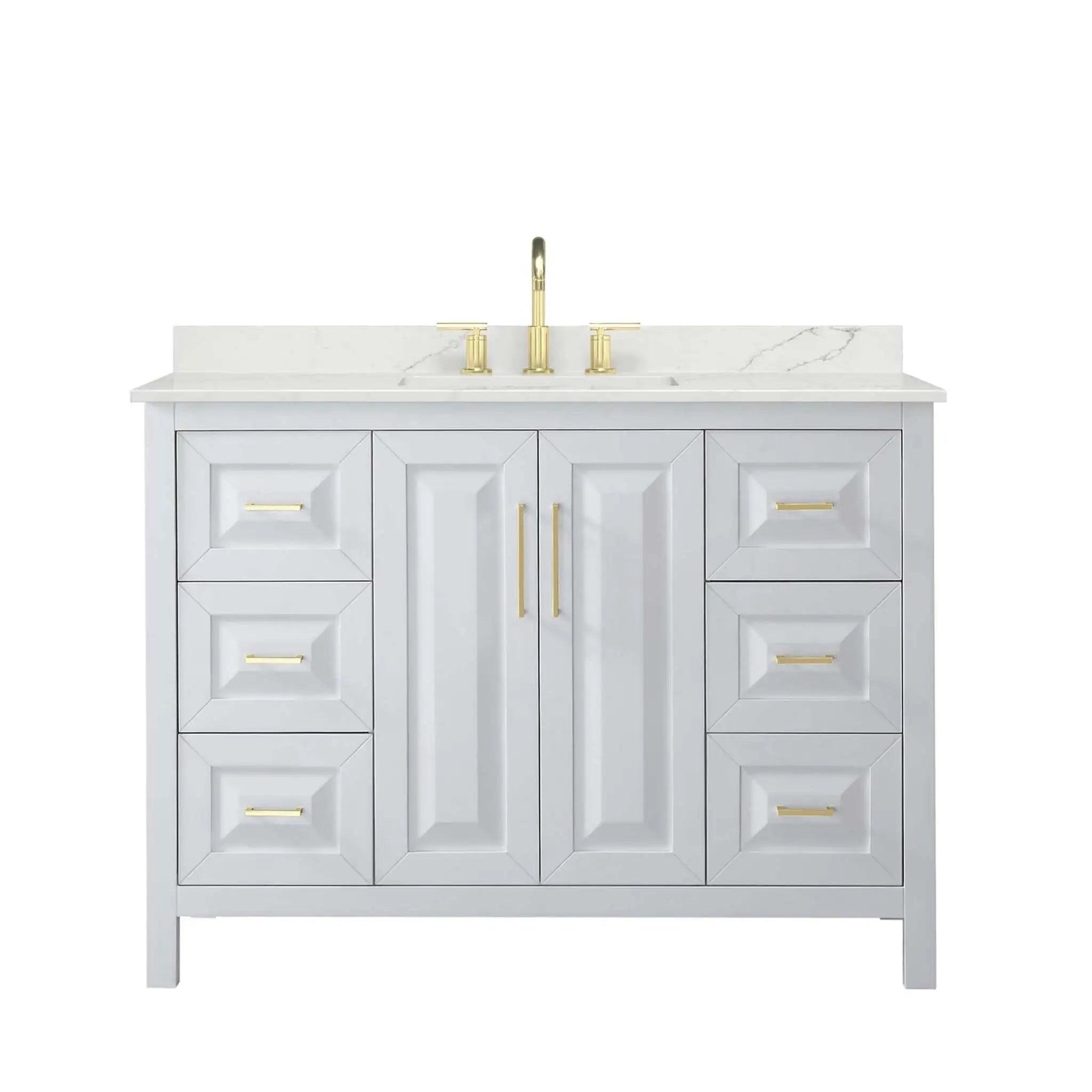 48" Daria Single Bathroom Vanity in White with Brushed Gold Trim by Wyndham