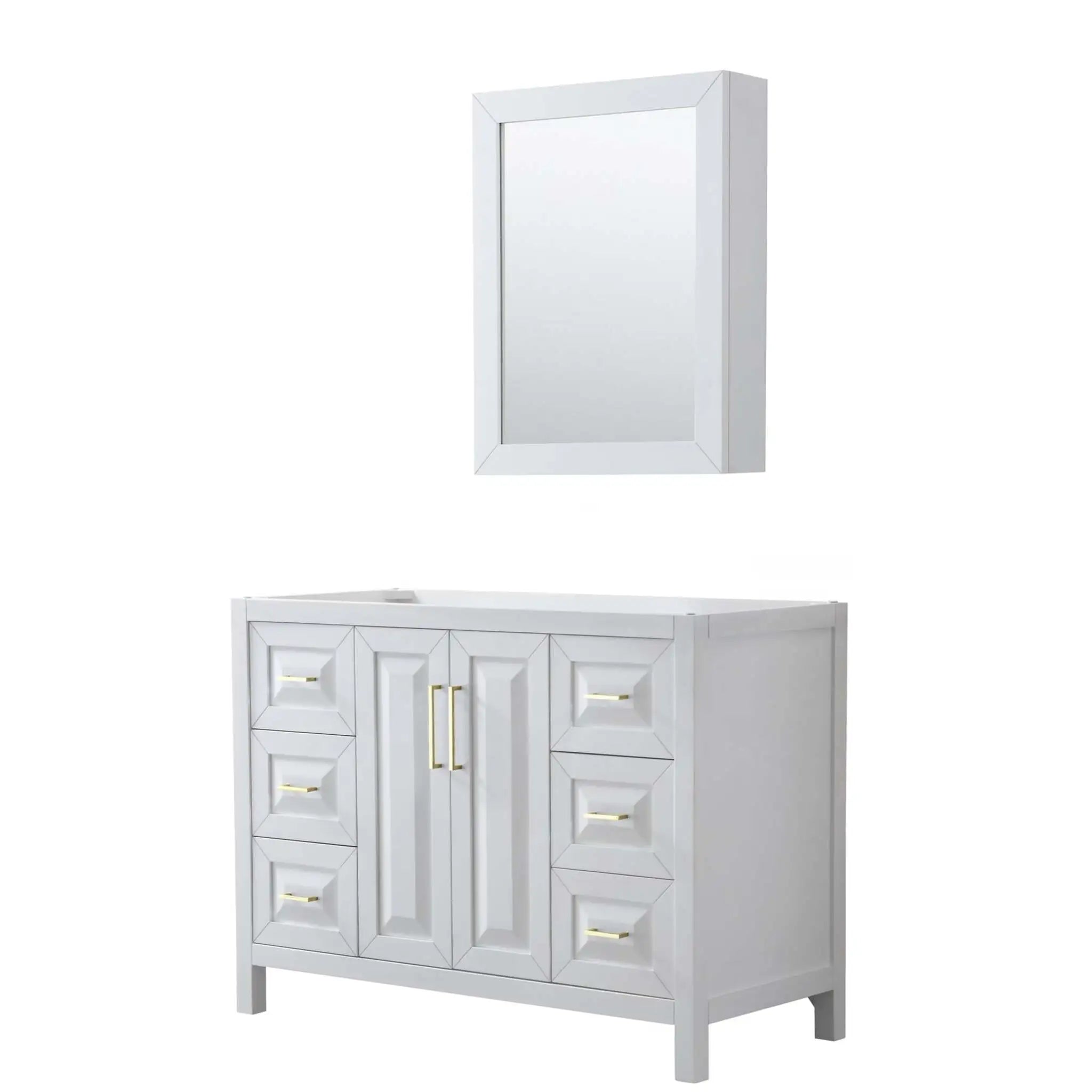 48" Daria Single Bathroom Vanity in White with Brushed Gold Trim & Medicine Cabinet by Wyndham