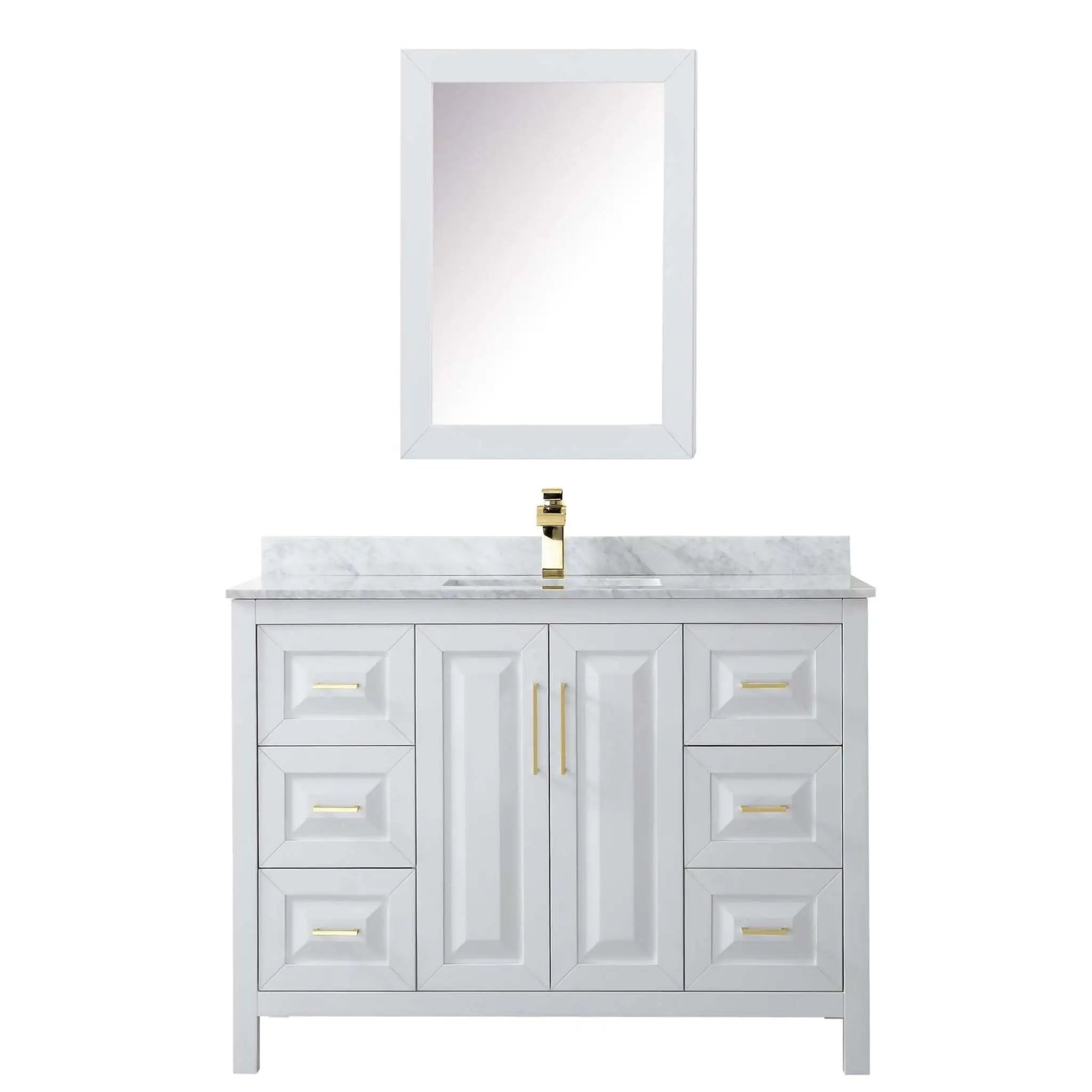 48" Daria Single Bathroom Vanity in White with Brushed Gold Trim & Medicine Cabinet by Wyndham