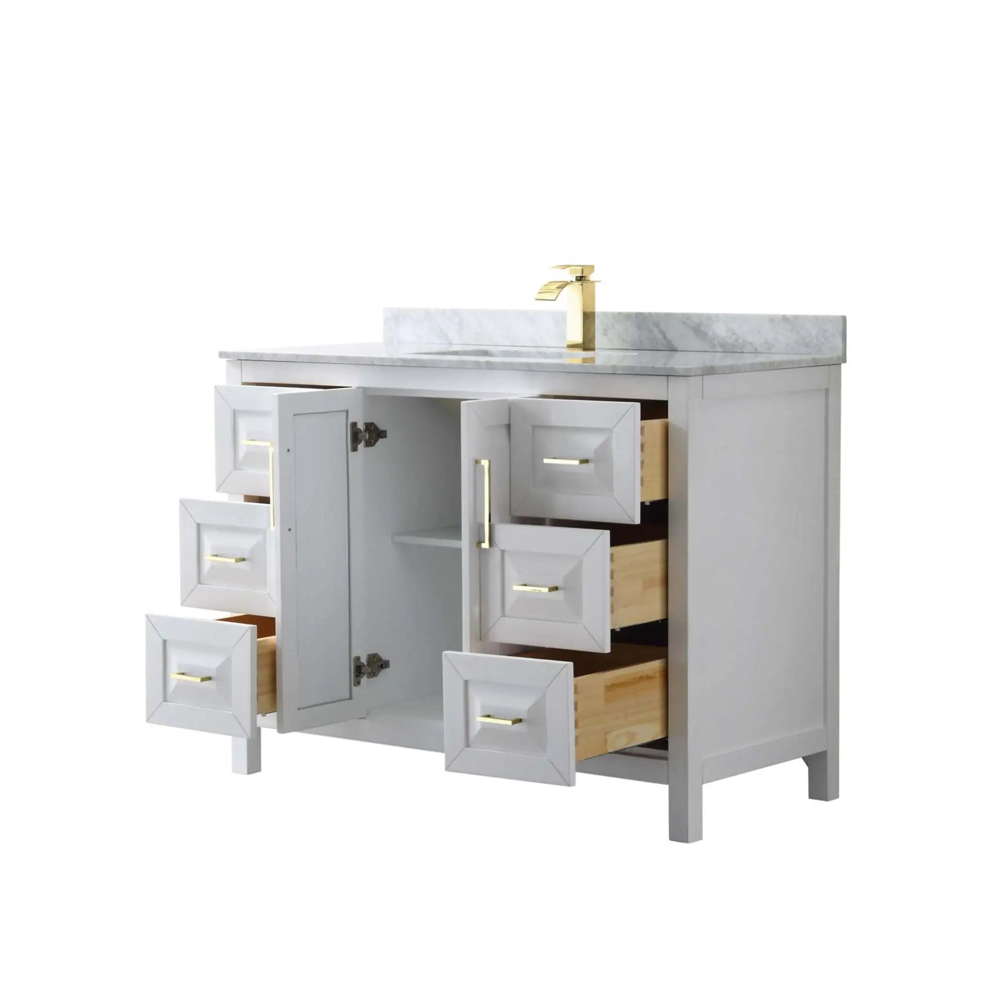 48" Daria Single Bathroom Vanity in White with Brushed Gold Trim by Wyndham