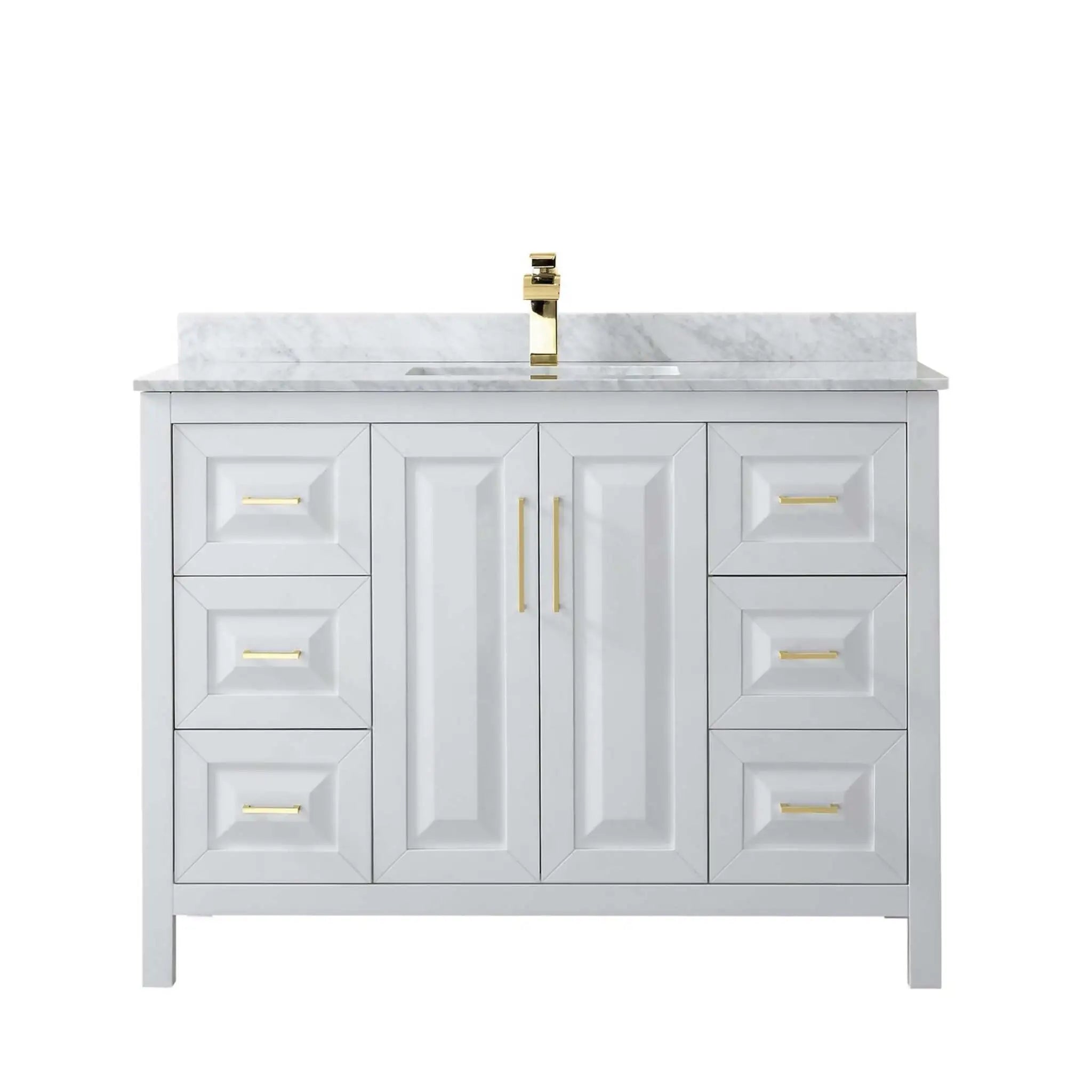 48" Daria Single Bathroom Vanity in White with Brushed Gold Trim by Wyndham