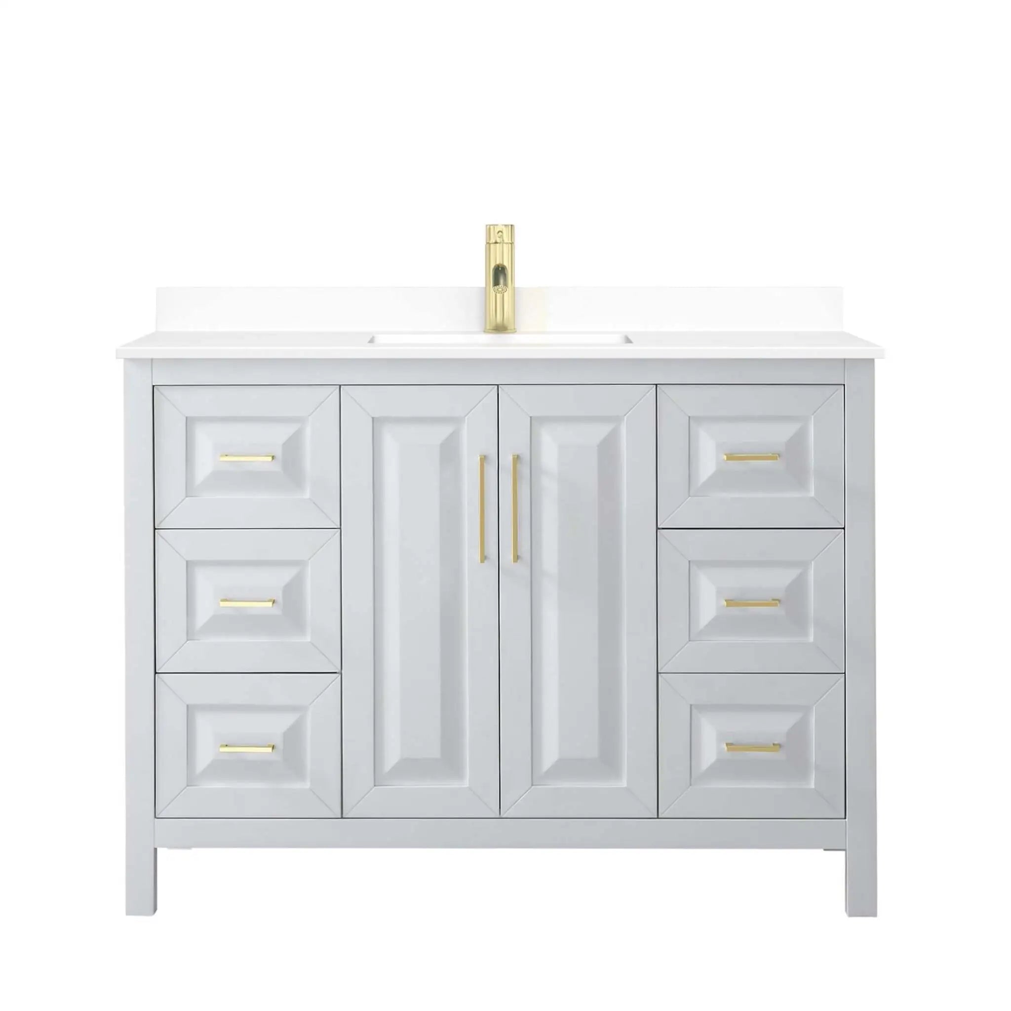 48" Daria Single Bathroom Vanity in White with Brushed Gold Trim by Wyndham