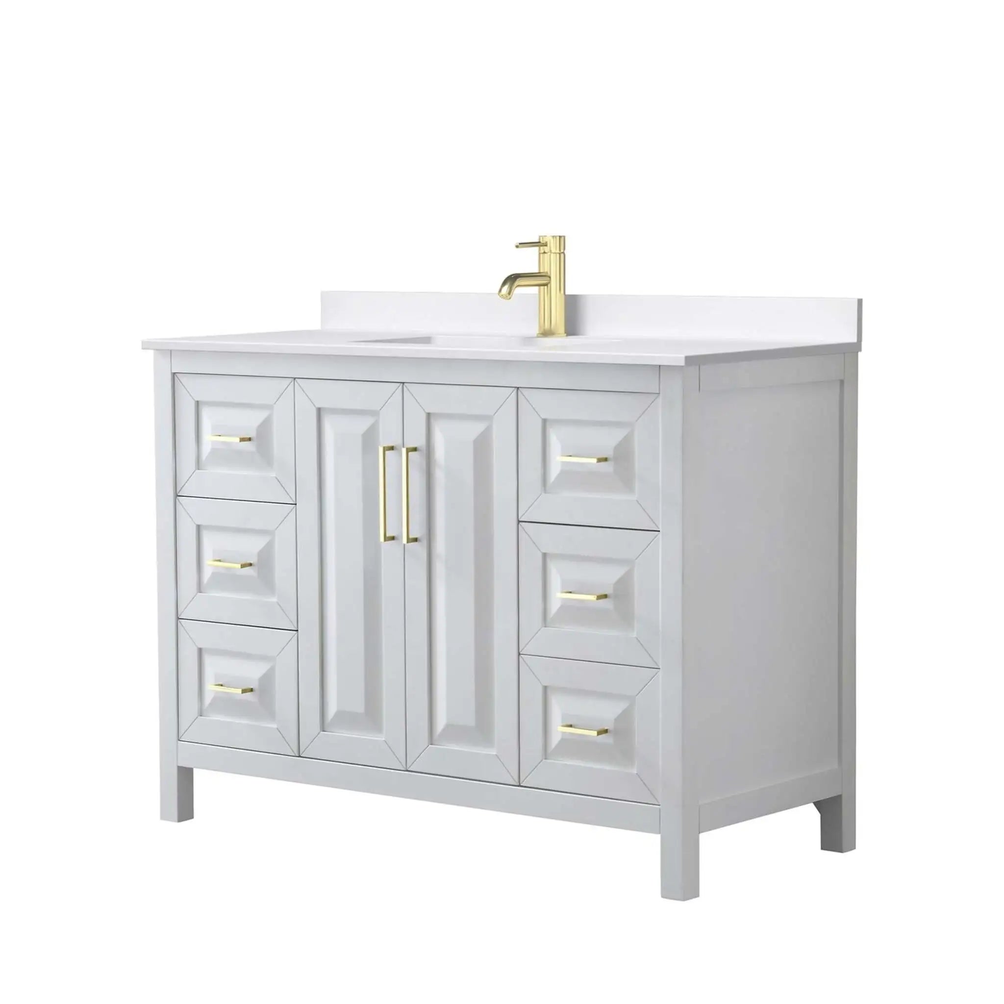 48" Daria Single Bathroom Vanity in White with Brushed Gold Trim by Wyndham