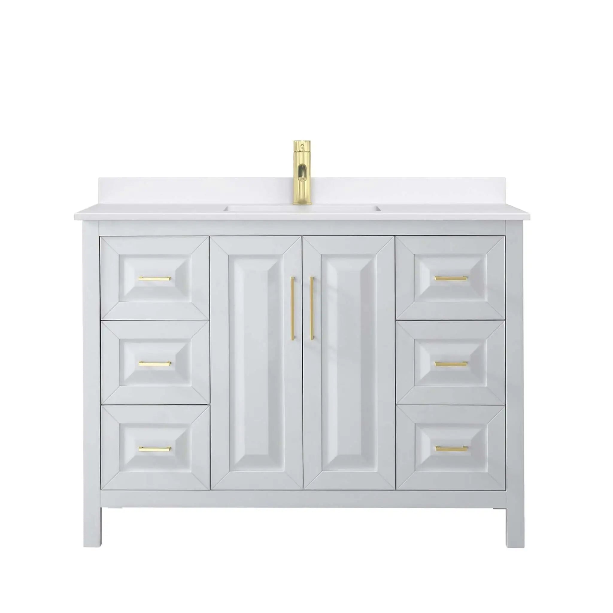 48" Daria Single Bathroom Vanity in White with Brushed Gold Trim by Wyndham