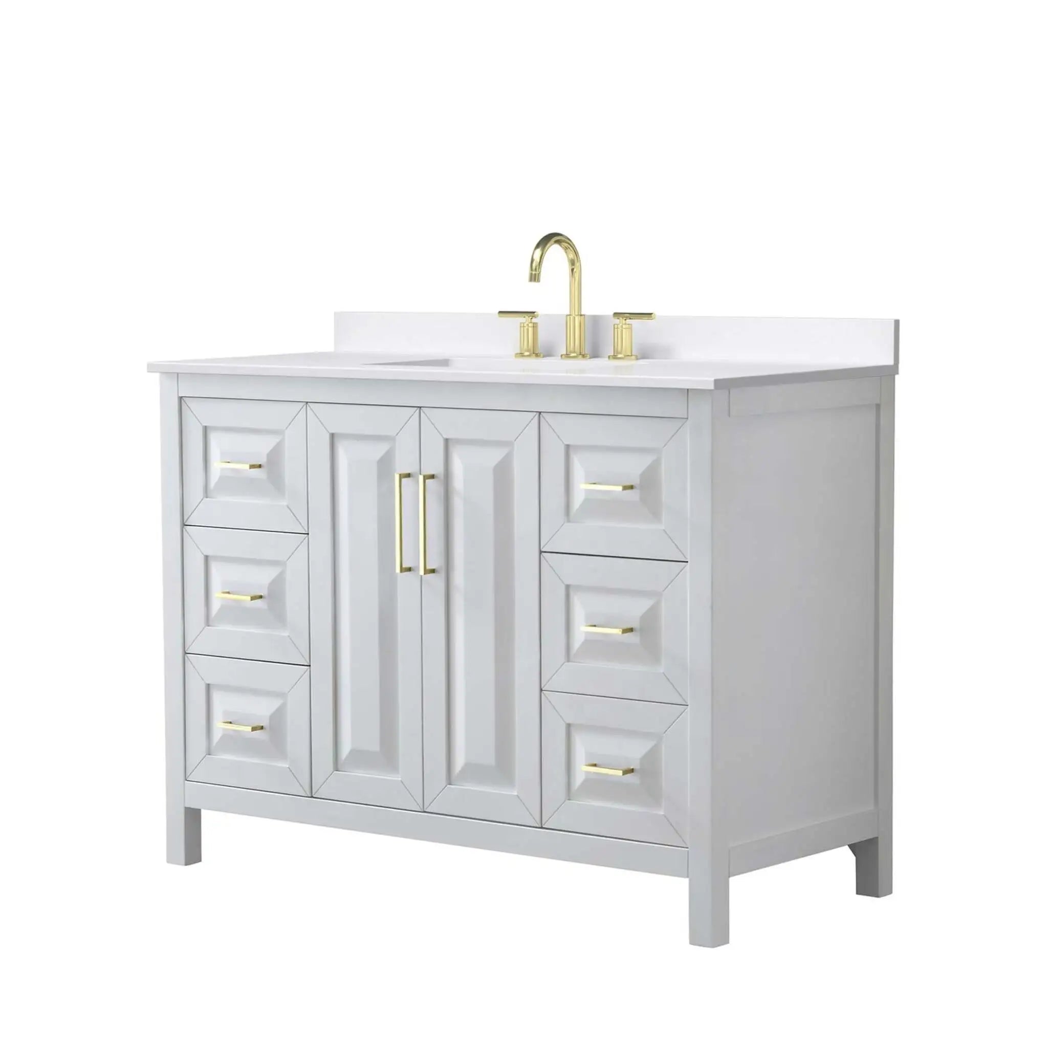 48" Daria Single Bathroom Vanity in White with Brushed Gold Trim by Wyndham