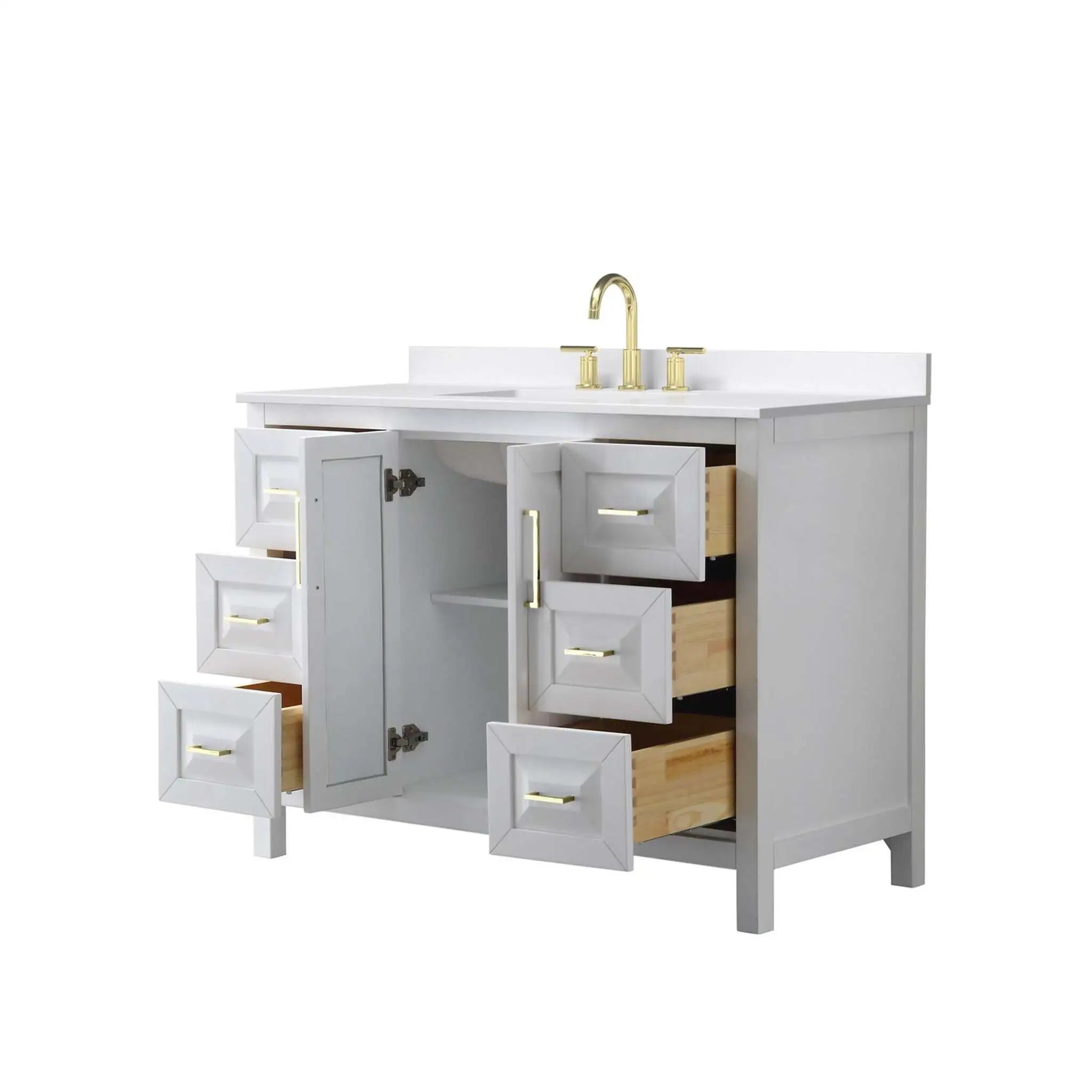 48" Daria Single Bathroom Vanity in White with Brushed Gold Trim by Wyndham