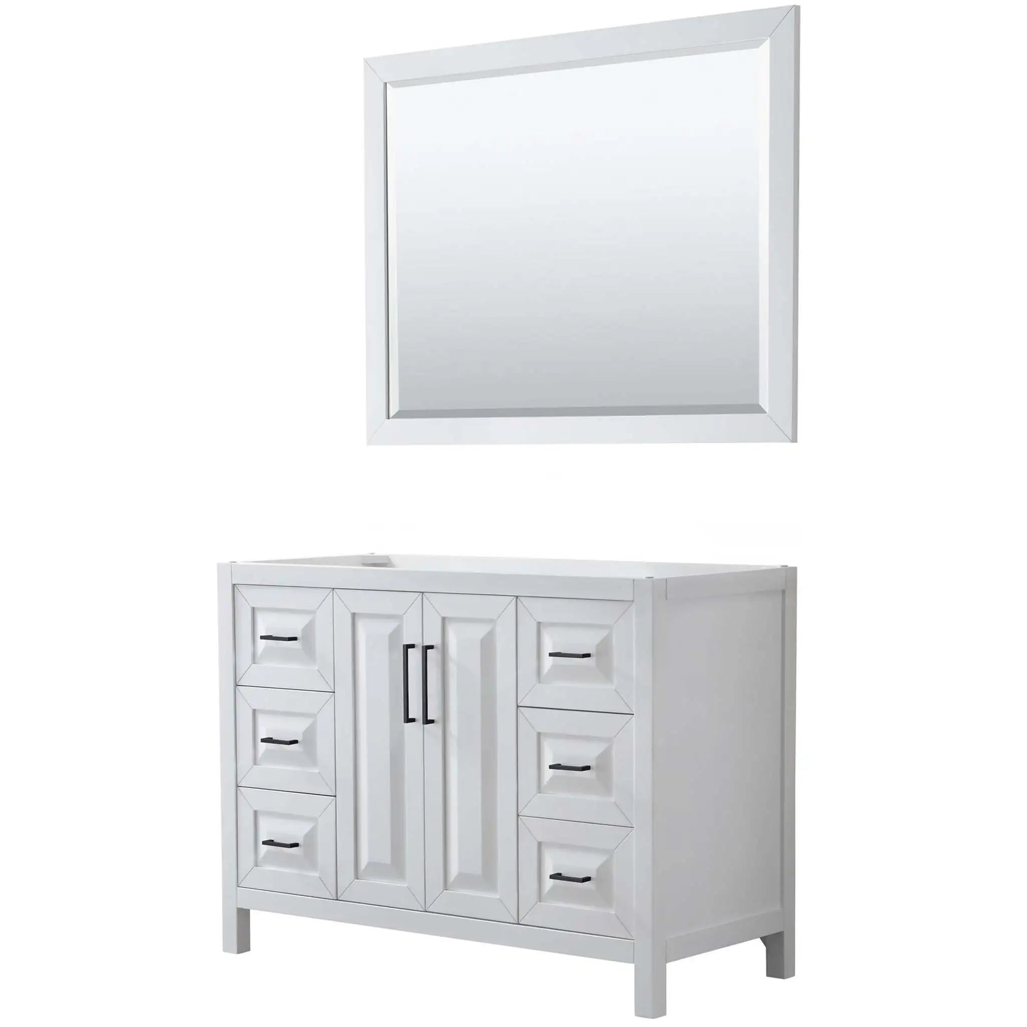 48" Daria Single Bathroom Vanity in White with Matte Black Trim & 46" Mirror by Wyndham