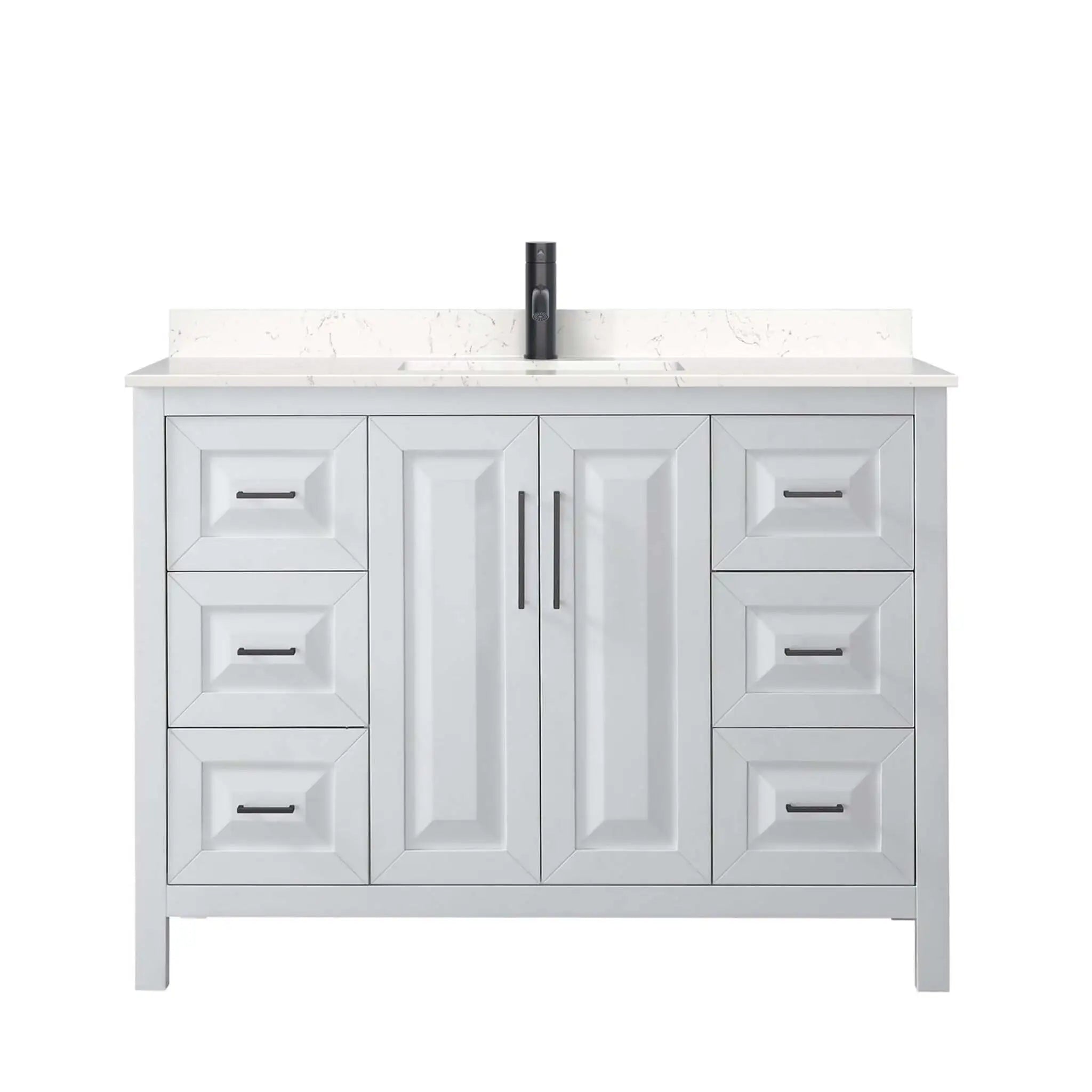 48" Daria Single Bathroom Vanity in White with Matte Black Trim by Wyndham