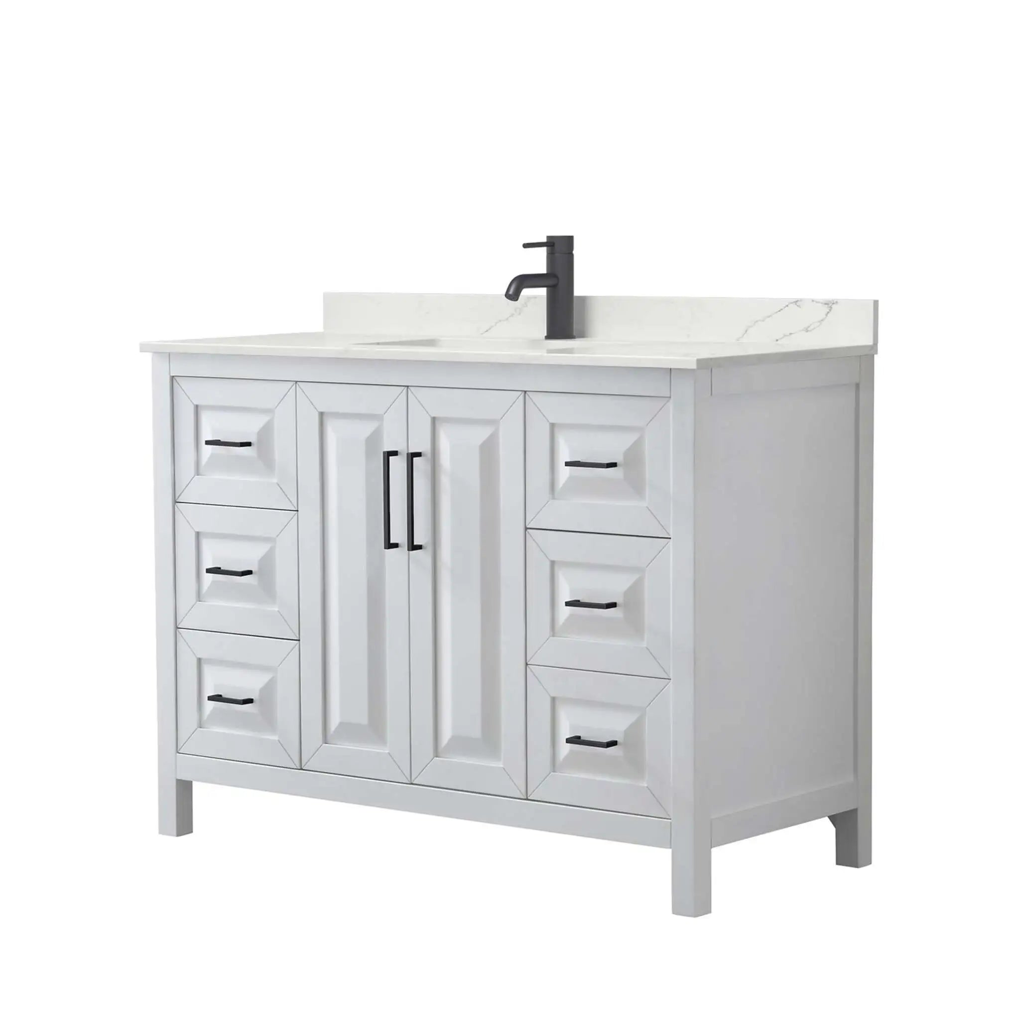 48" Daria Single Bathroom Vanity in White with Matte Black Trim by Wyndham