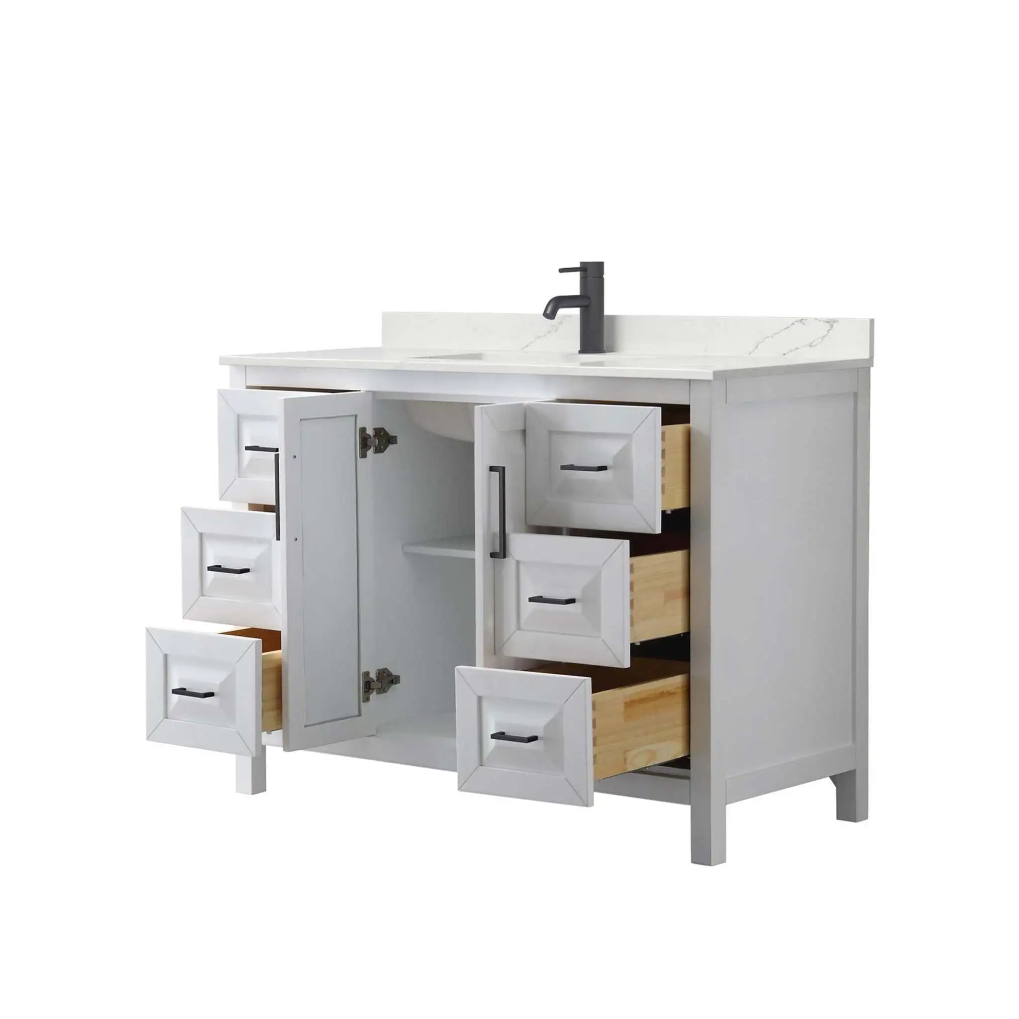 48" Daria Single Bathroom Vanity in White with Matte Black Trim by Wyndham