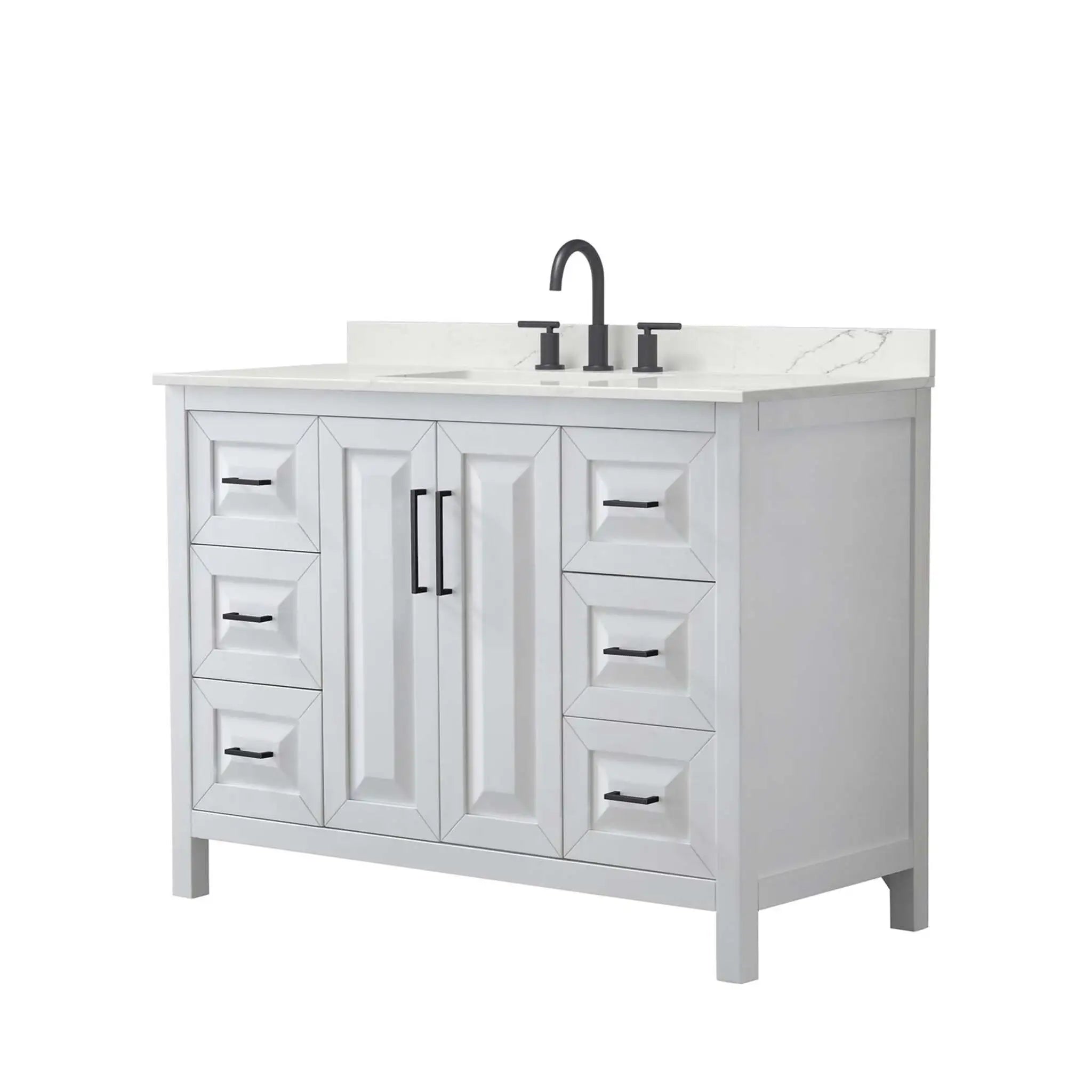 48" Daria Single Bathroom Vanity in White with Matte Black Trim by Wyndham