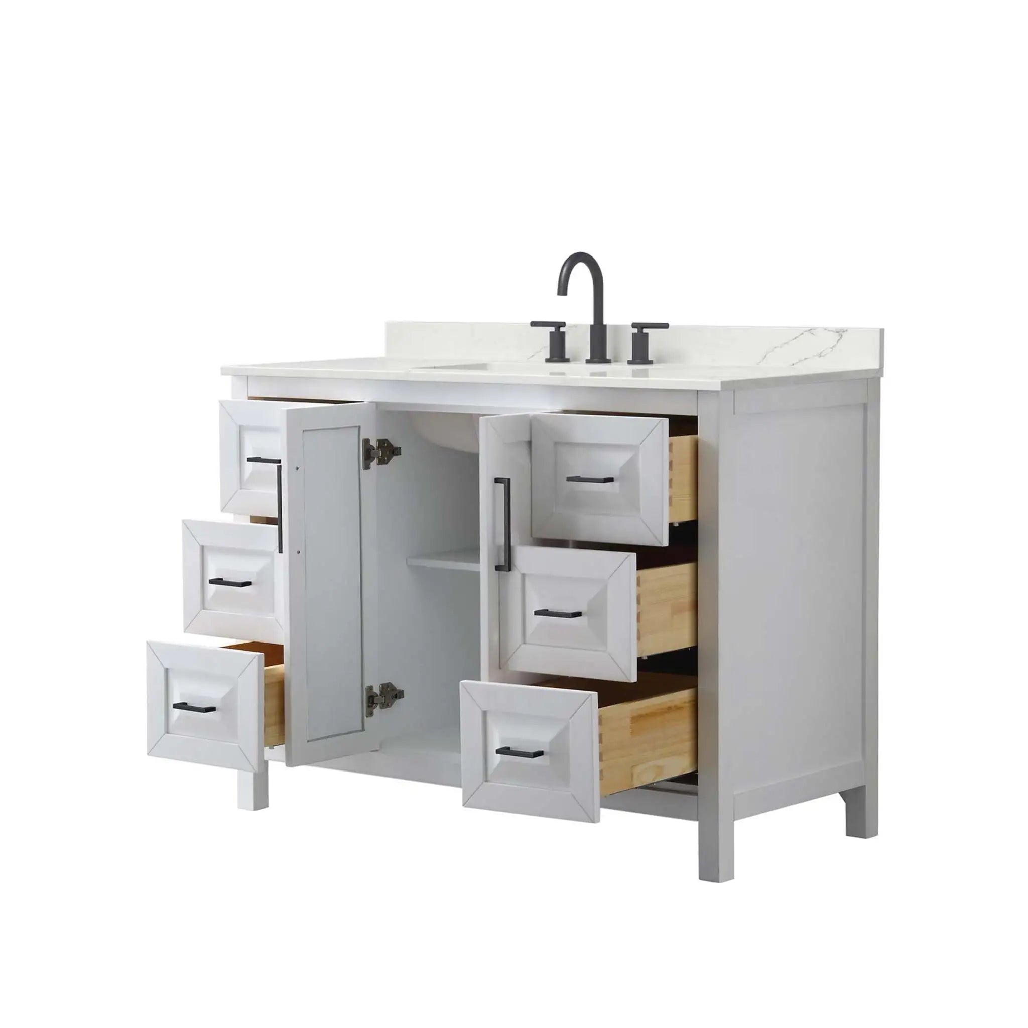 48" Daria Single Bathroom Vanity in White with Matte Black Trim by Wyndham