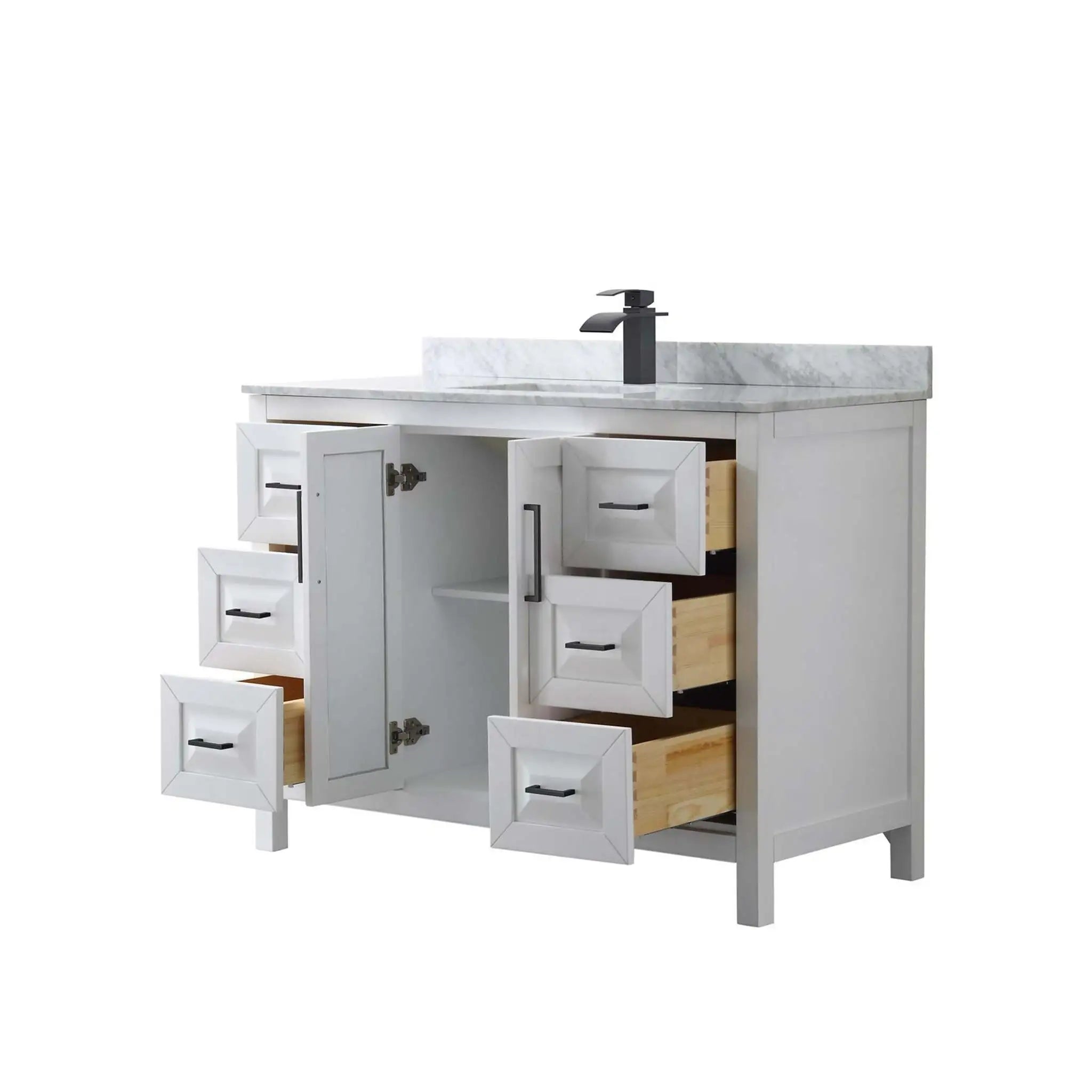 48" Daria Single Bathroom Vanity in White with Matte Black Trim by Wyndham