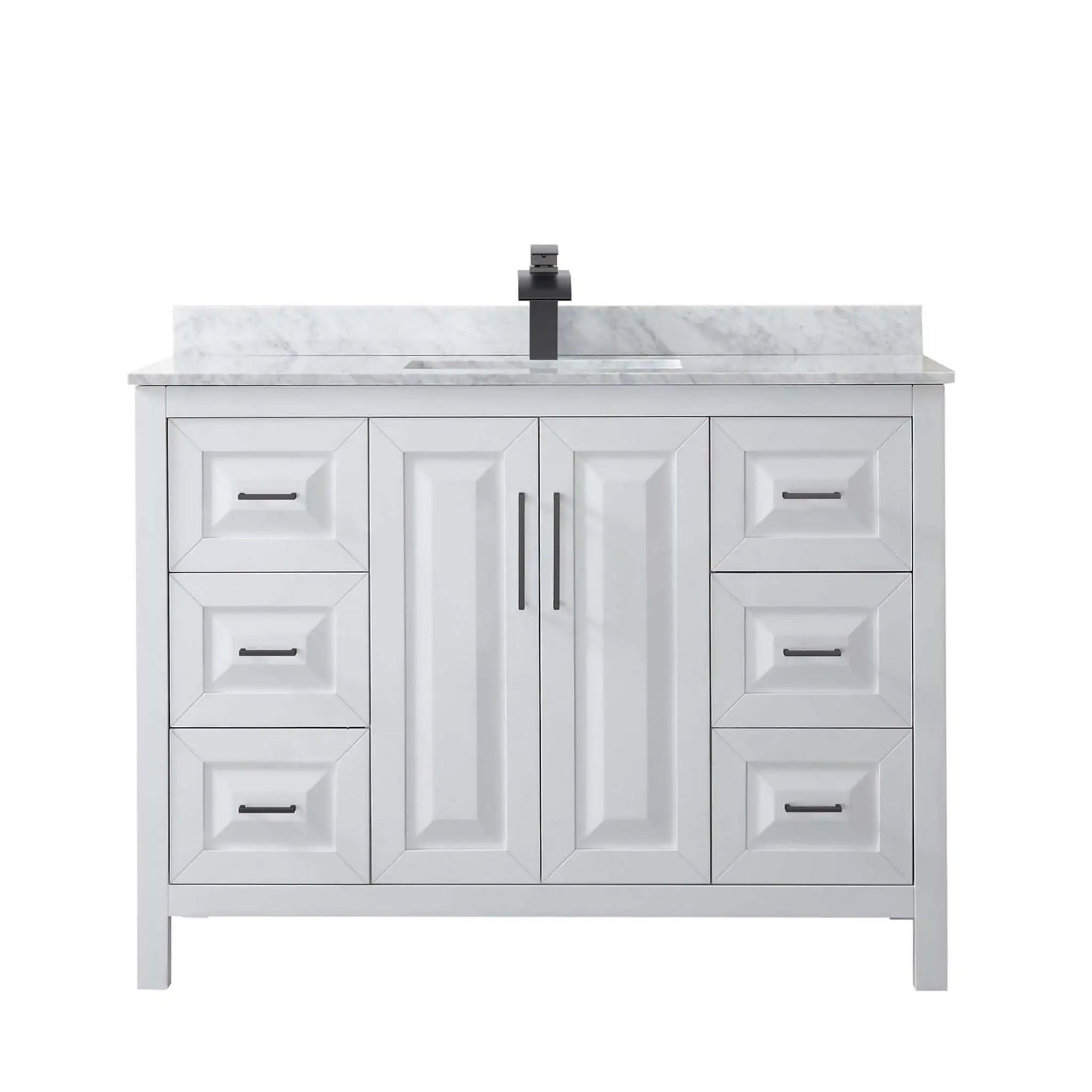 48" Daria Single Bathroom Vanity in White with Matte Black Trim by Wyndham