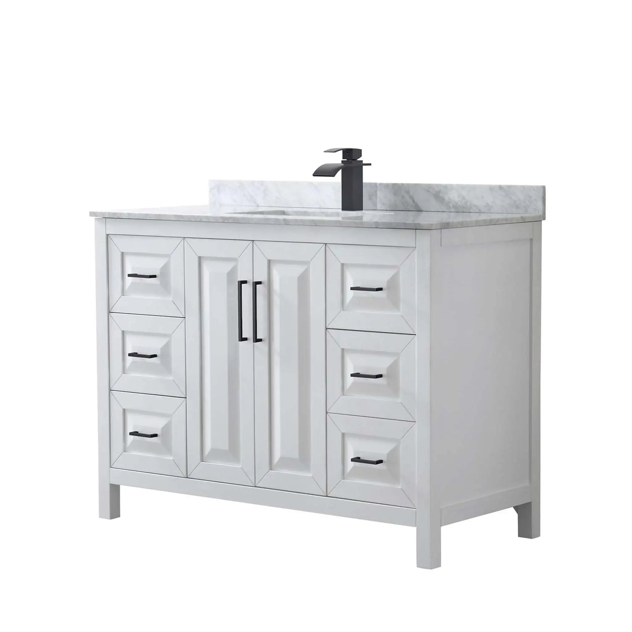 48" Daria Single Bathroom Vanity in White with Matte Black Trim by Wyndham