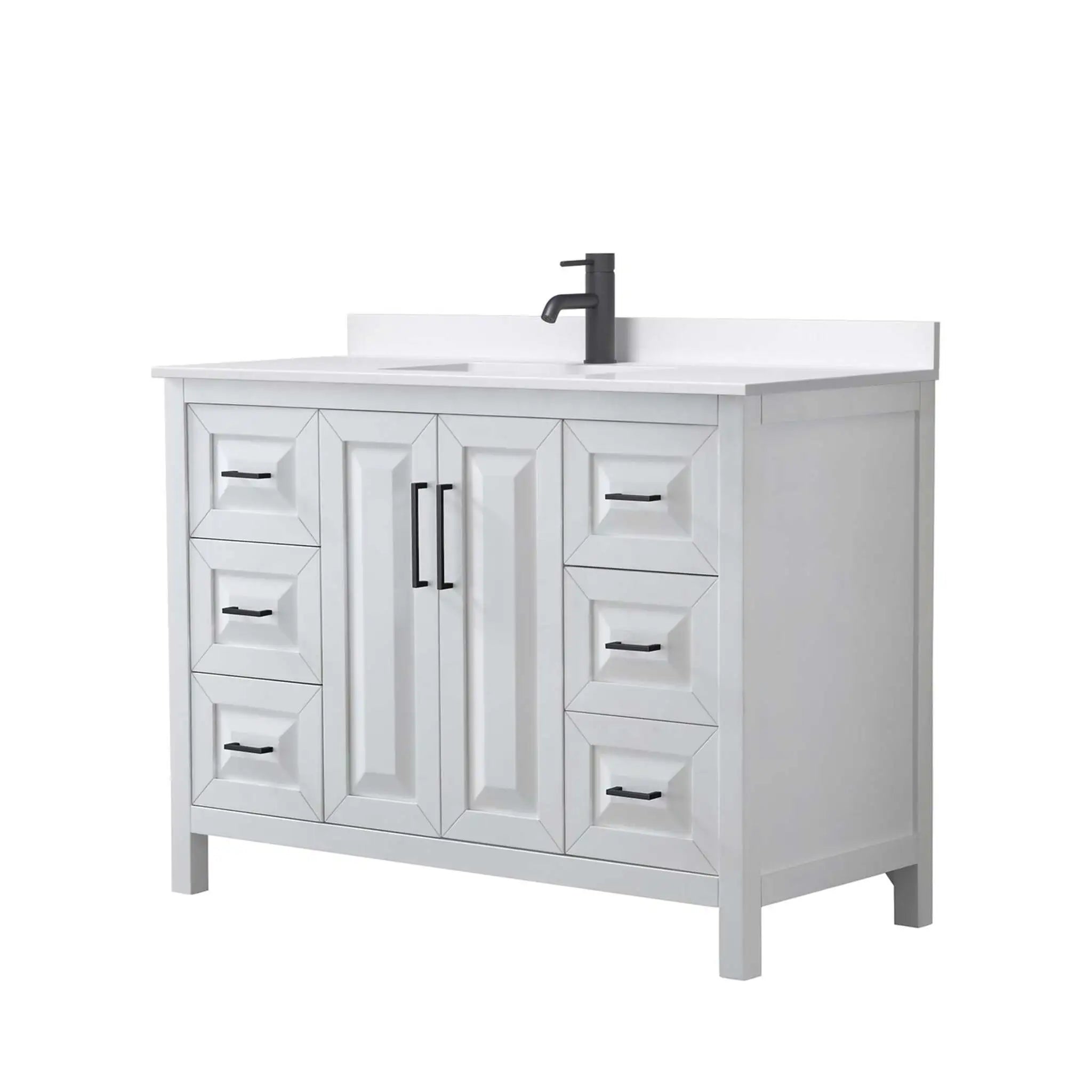 48" Daria Single Bathroom Vanity in White with Matte Black Trim by Wyndham