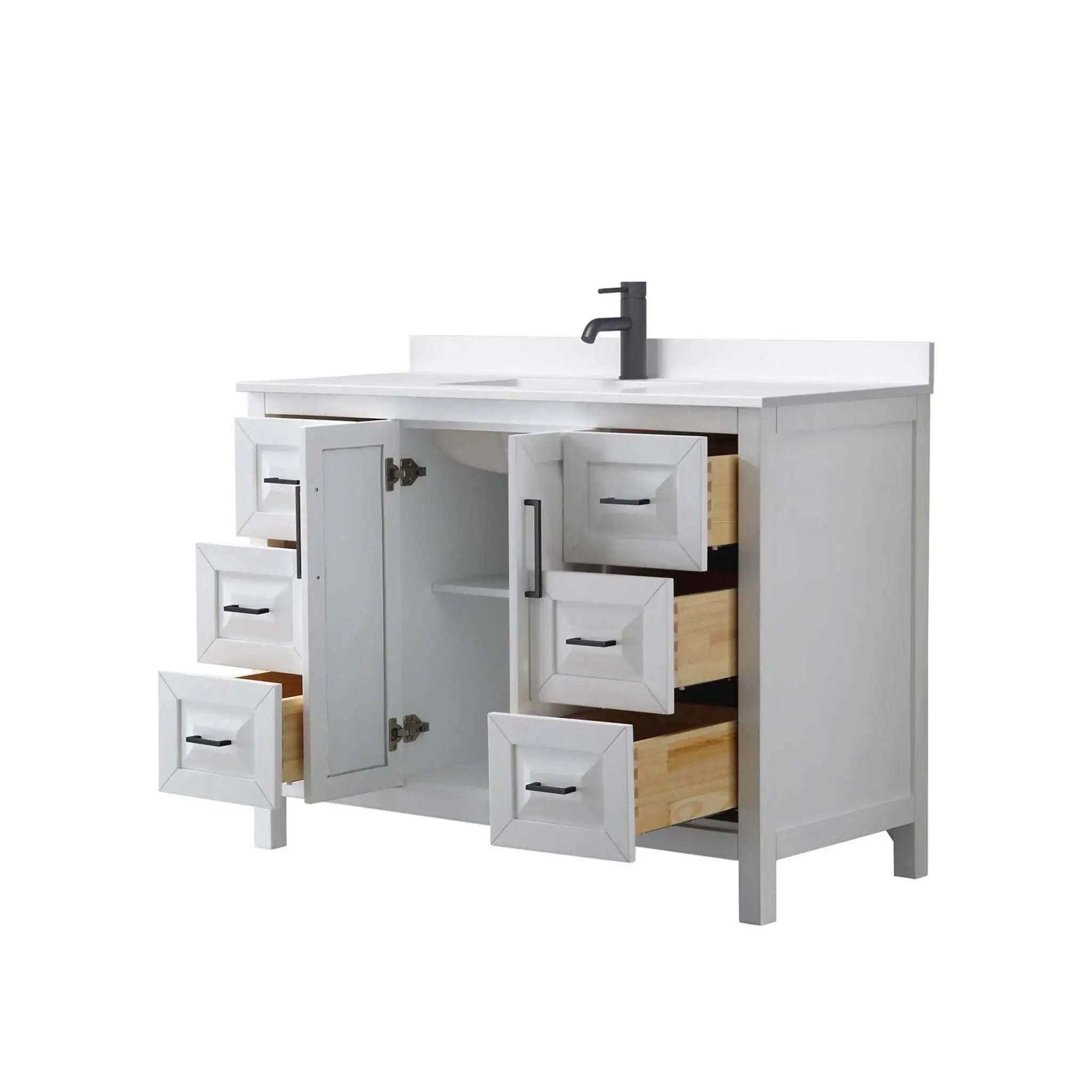 48" Daria Single Bathroom Vanity in White with Matte Black Trim by Wyndham