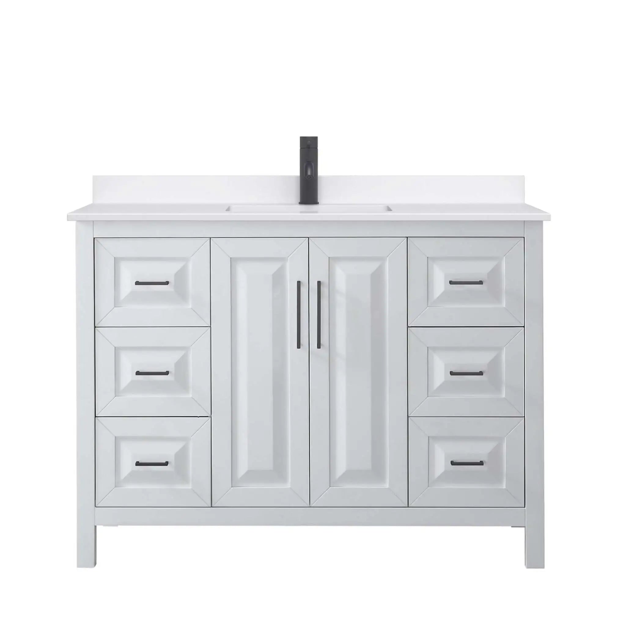 48" Daria Single Bathroom Vanity in White with Matte Black Trim by Wyndham