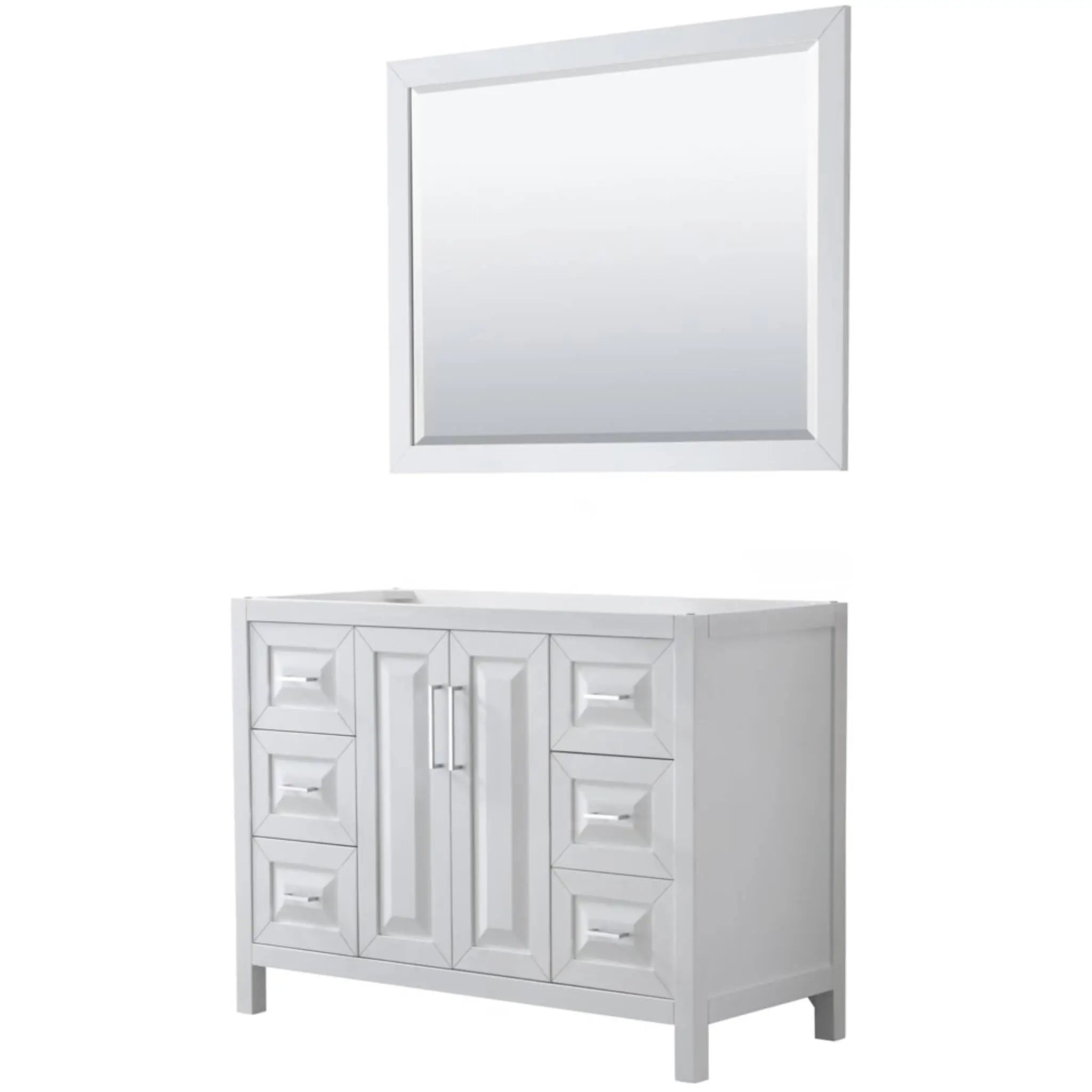 48" Daria Single Bathroom Vanity in White with Polished Chrome Trim & 46" Mirror by Wyndham