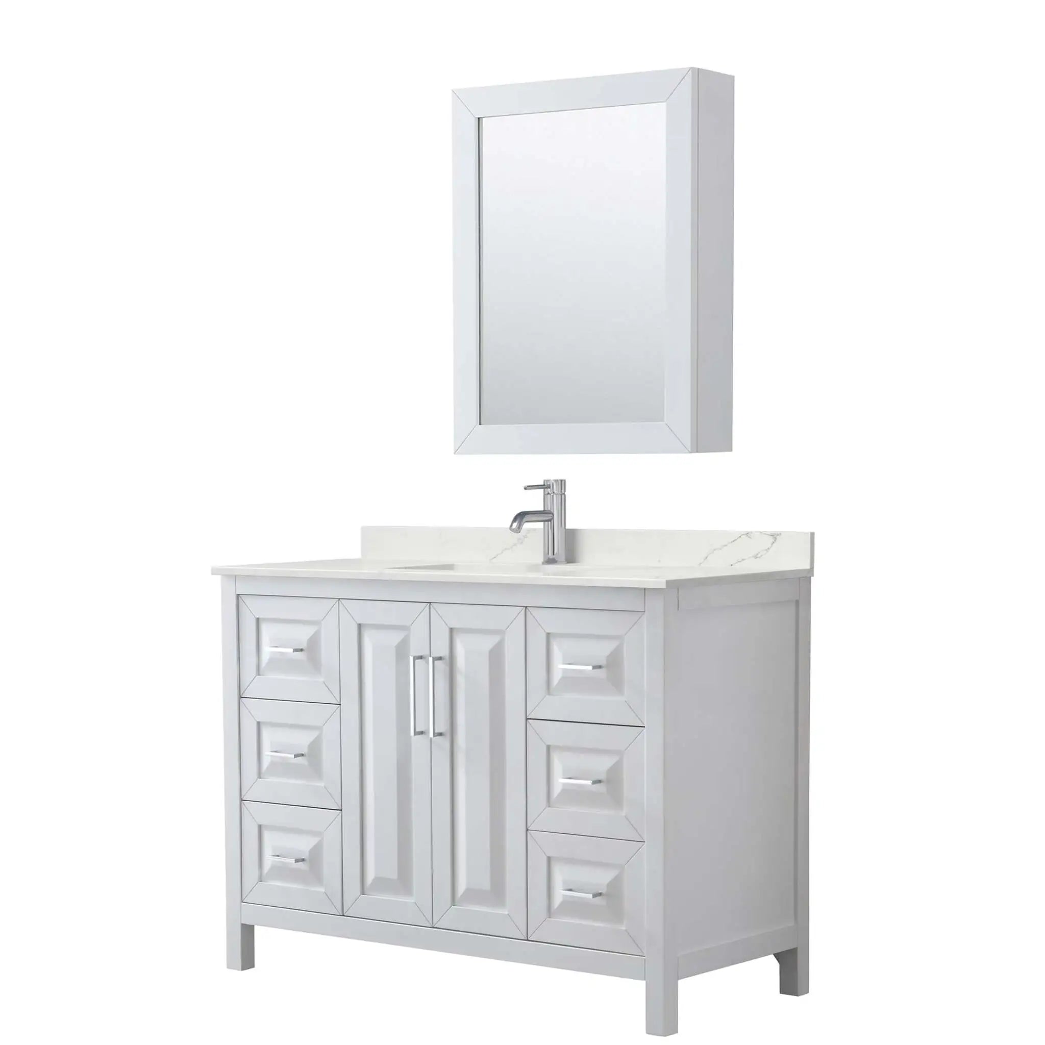 48" Daria Single Bathroom Vanity in White with Polished Chrome Trim & Medicine Cabinet by Wyndham