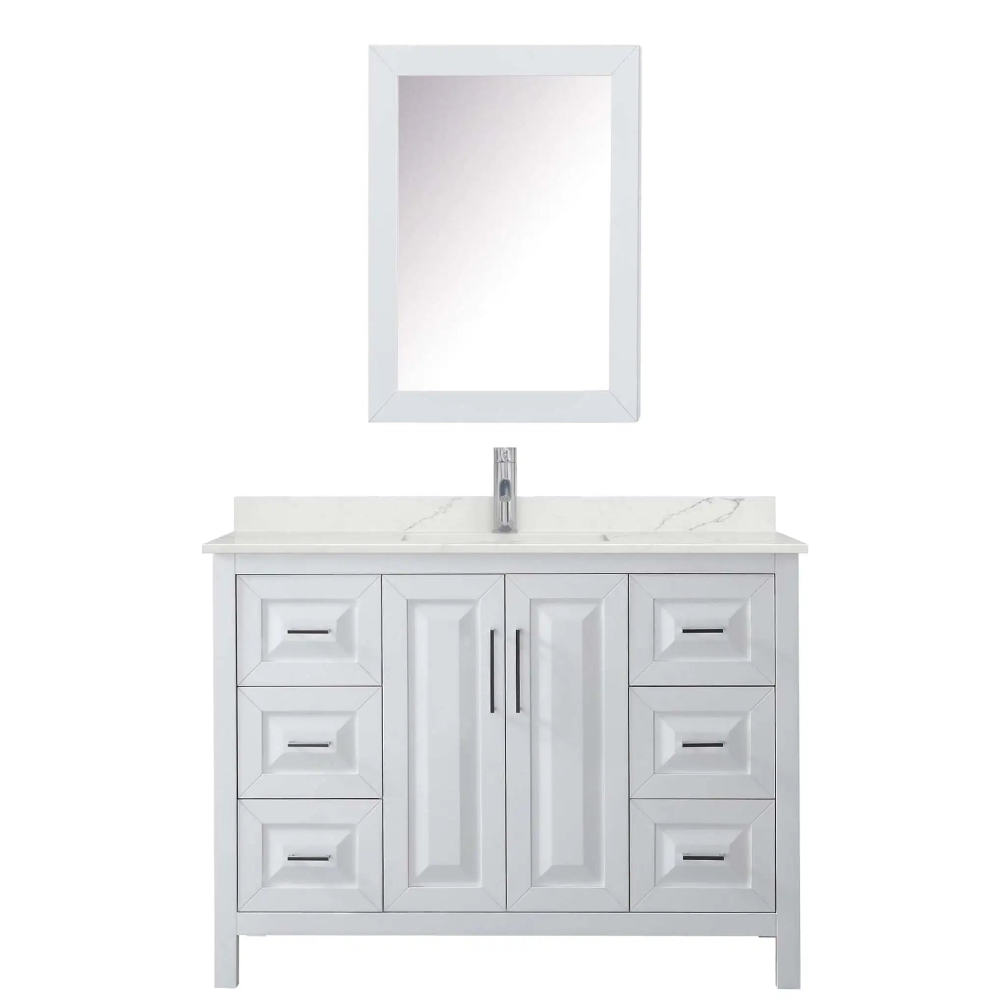 48" Daria Single Bathroom Vanity in White with Polished Chrome Trim & Medicine Cabinet by Wyndham