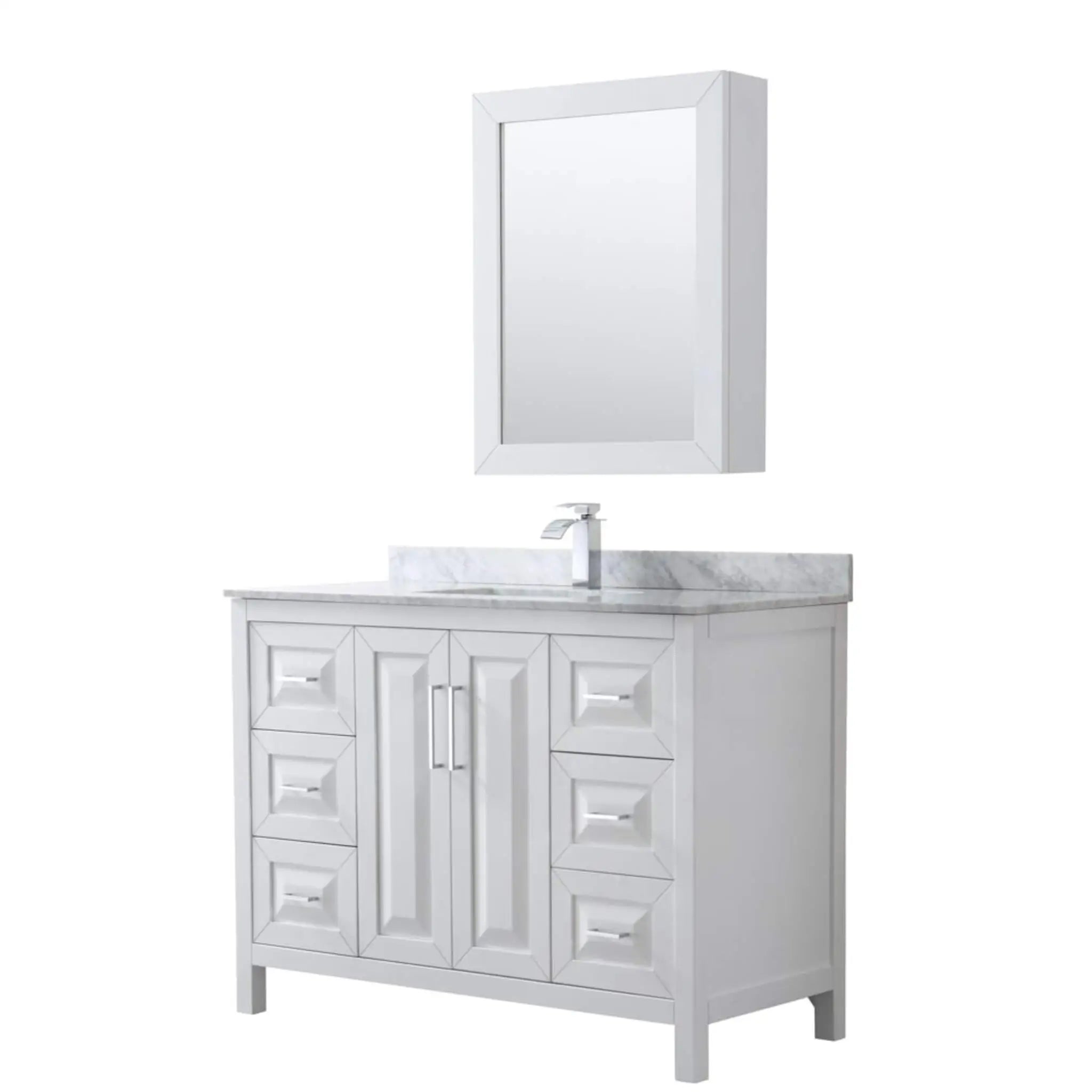 48" Daria Single Bathroom Vanity in White with Polished Chrome Trim & Medicine Cabinet by Wyndham