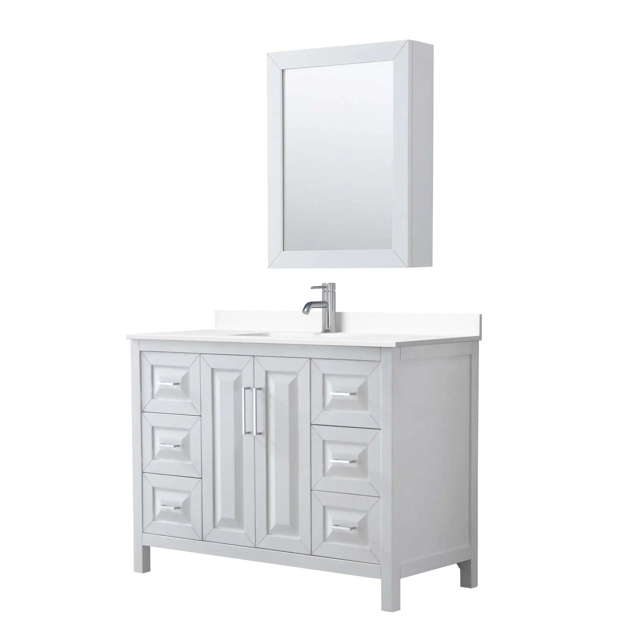 48" Daria Single Bathroom Vanity in White with Polished Chrome Trim & Medicine Cabinet by Wyndham