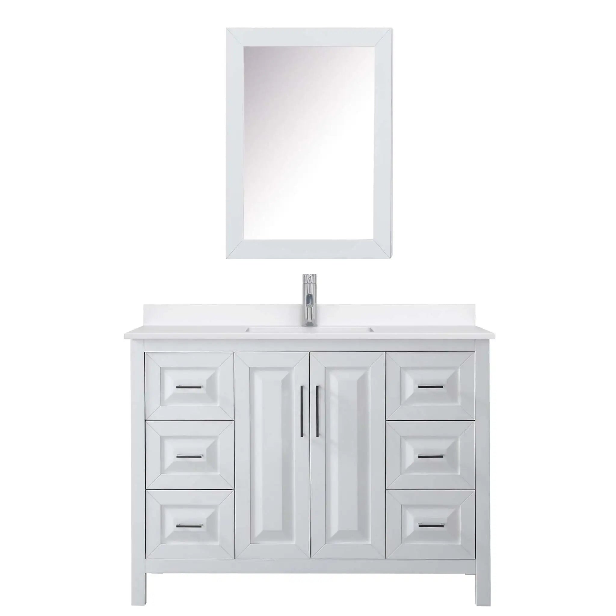 48" Daria Single Bathroom Vanity in White with Polished Chrome Trim & Medicine Cabinet by Wyndham