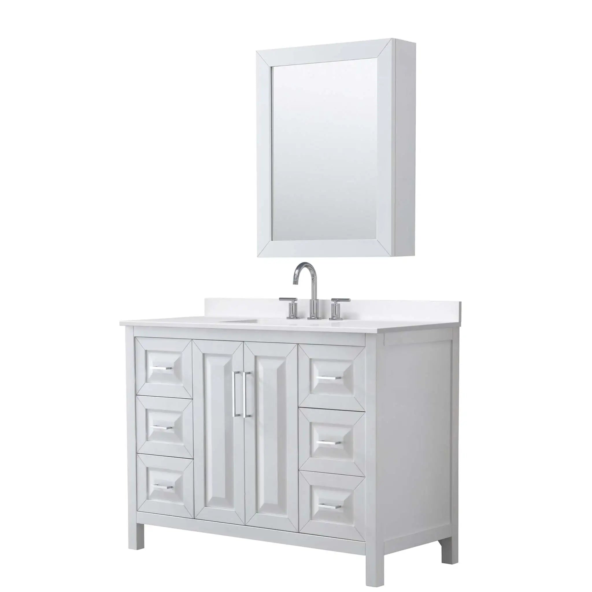 48" Daria Single Bathroom Vanity in White with Polished Chrome Trim & Medicine Cabinet by Wyndham