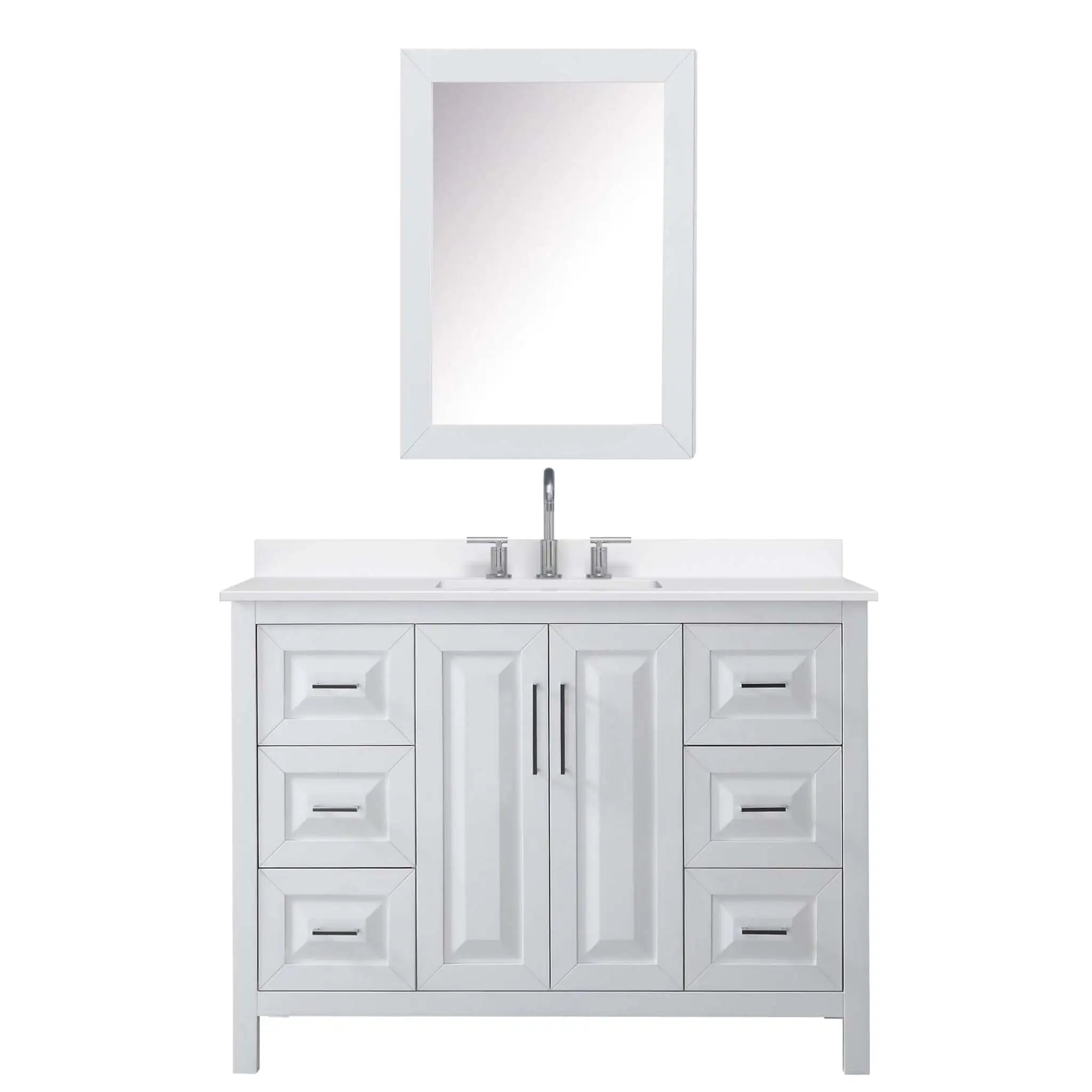48" Daria Single Bathroom Vanity in White with Polished Chrome Trim & Medicine Cabinet by Wyndham