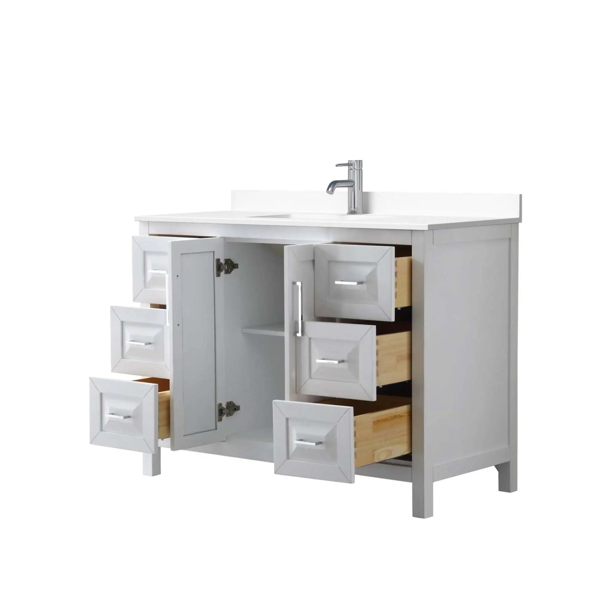 48" Daria Single Bathroom Vanity in White with Polished Chrome Trim by Wyndham
