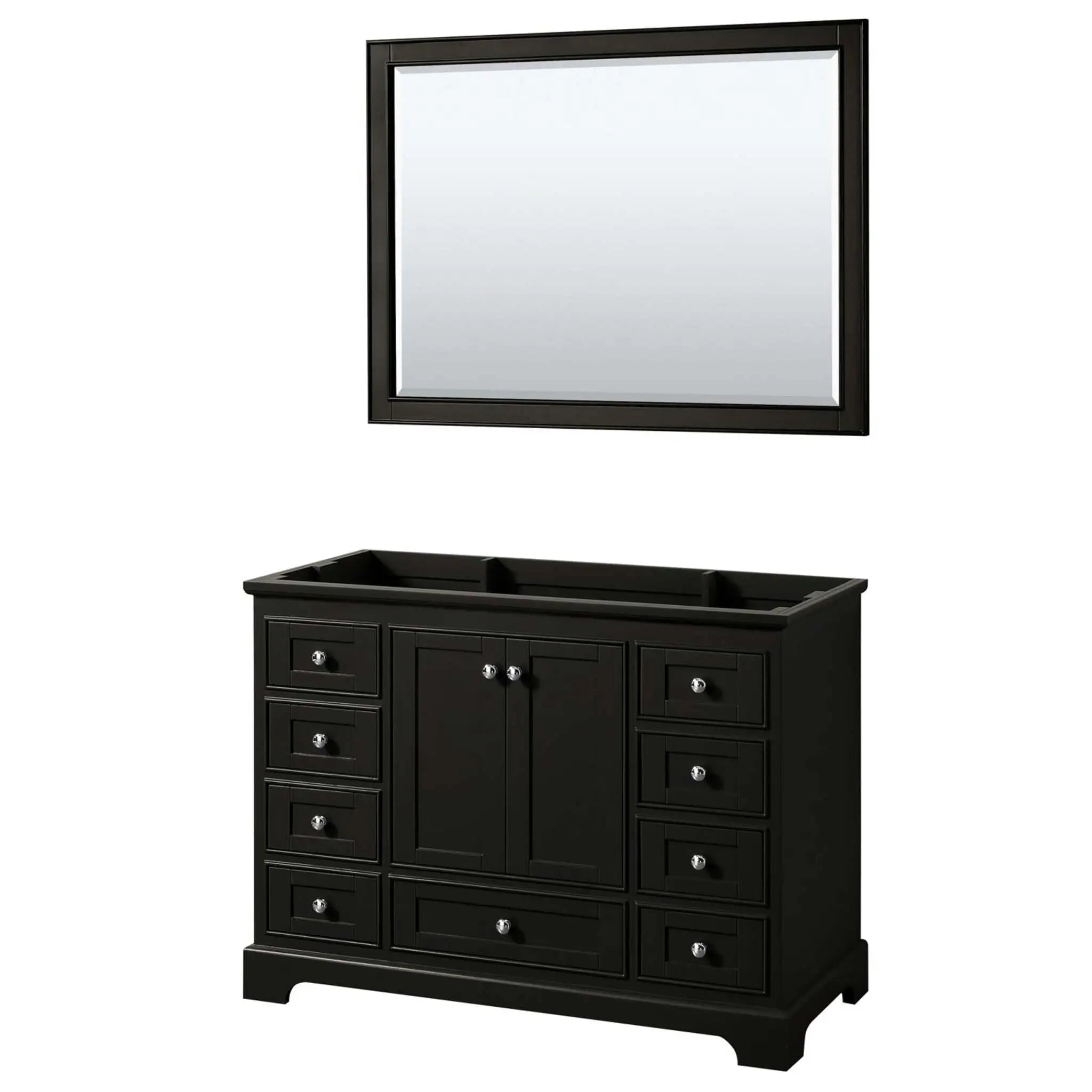 48" Deborah Single Bathroom Vanity in Dark Espresso with Polished Chrome Trim & 46" Mirror by Wyndham