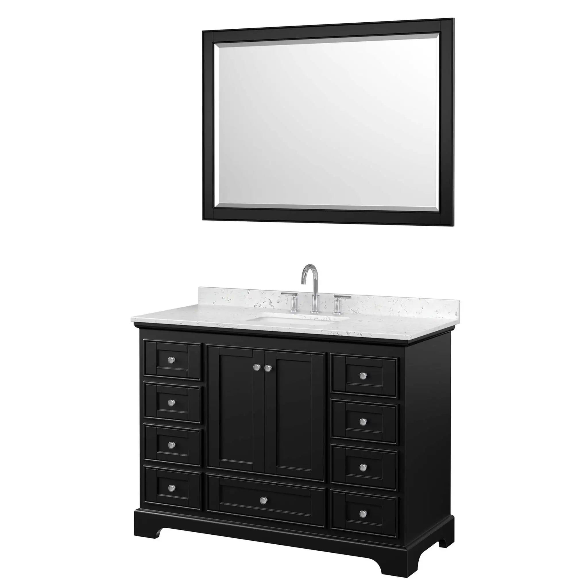 48" Deborah Single Bathroom Vanity in Dark Espresso with Polished Chrome Trim & 46" Mirror by Wyndham