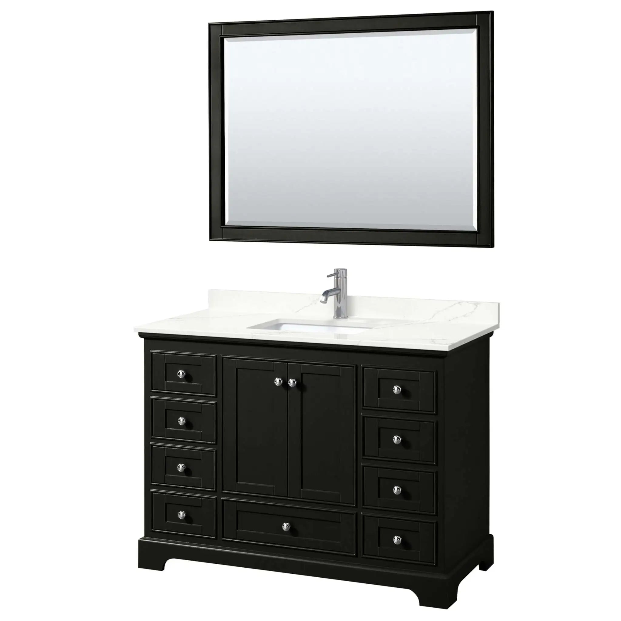 48" Deborah Single Bathroom Vanity in Dark Espresso with Polished Chrome Trim & 46" Mirror by Wyndham