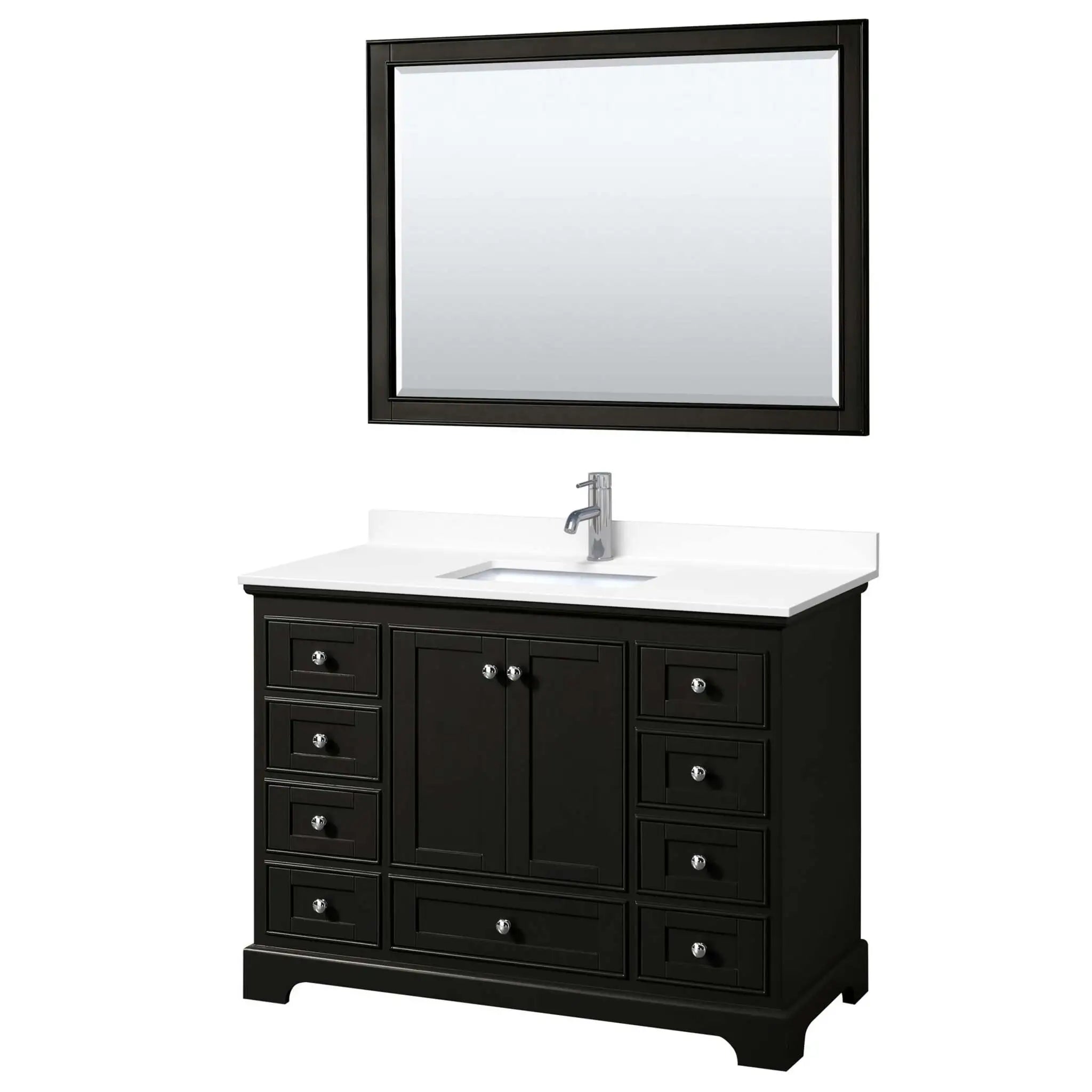 48" Deborah Single Bathroom Vanity in Dark Espresso with Polished Chrome Trim & 46" Mirror by Wyndham
