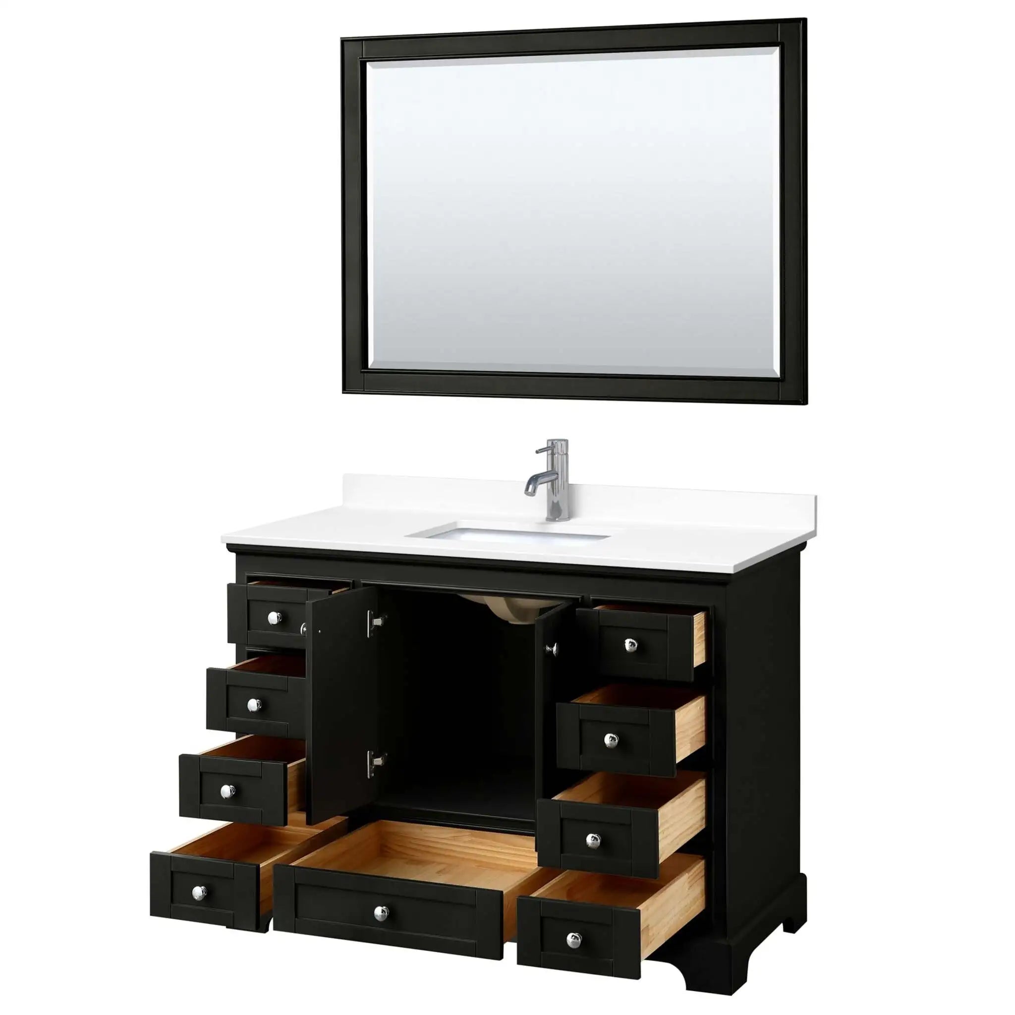 48" Deborah Single Bathroom Vanity in Dark Espresso with Polished Chrome Trim & 46" Mirror by Wyndham